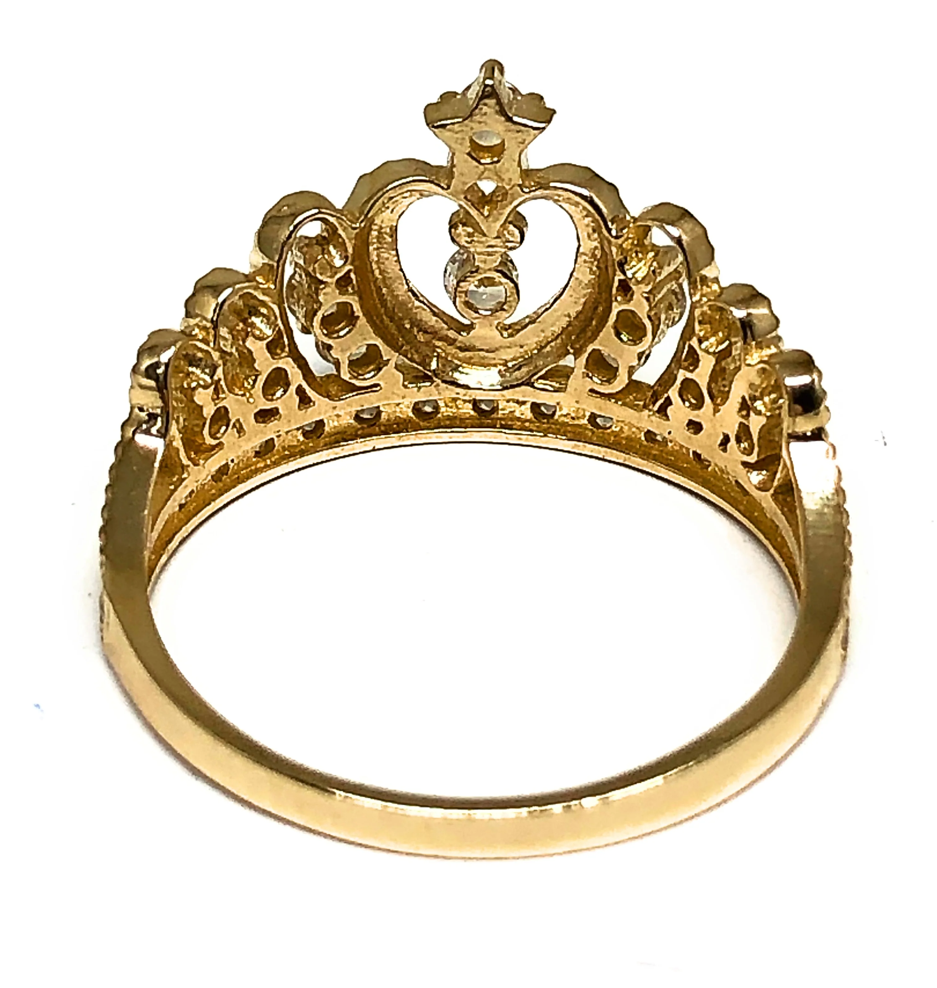 14k Solid Gold Crown Cubic Zirconia Ring - Image 2