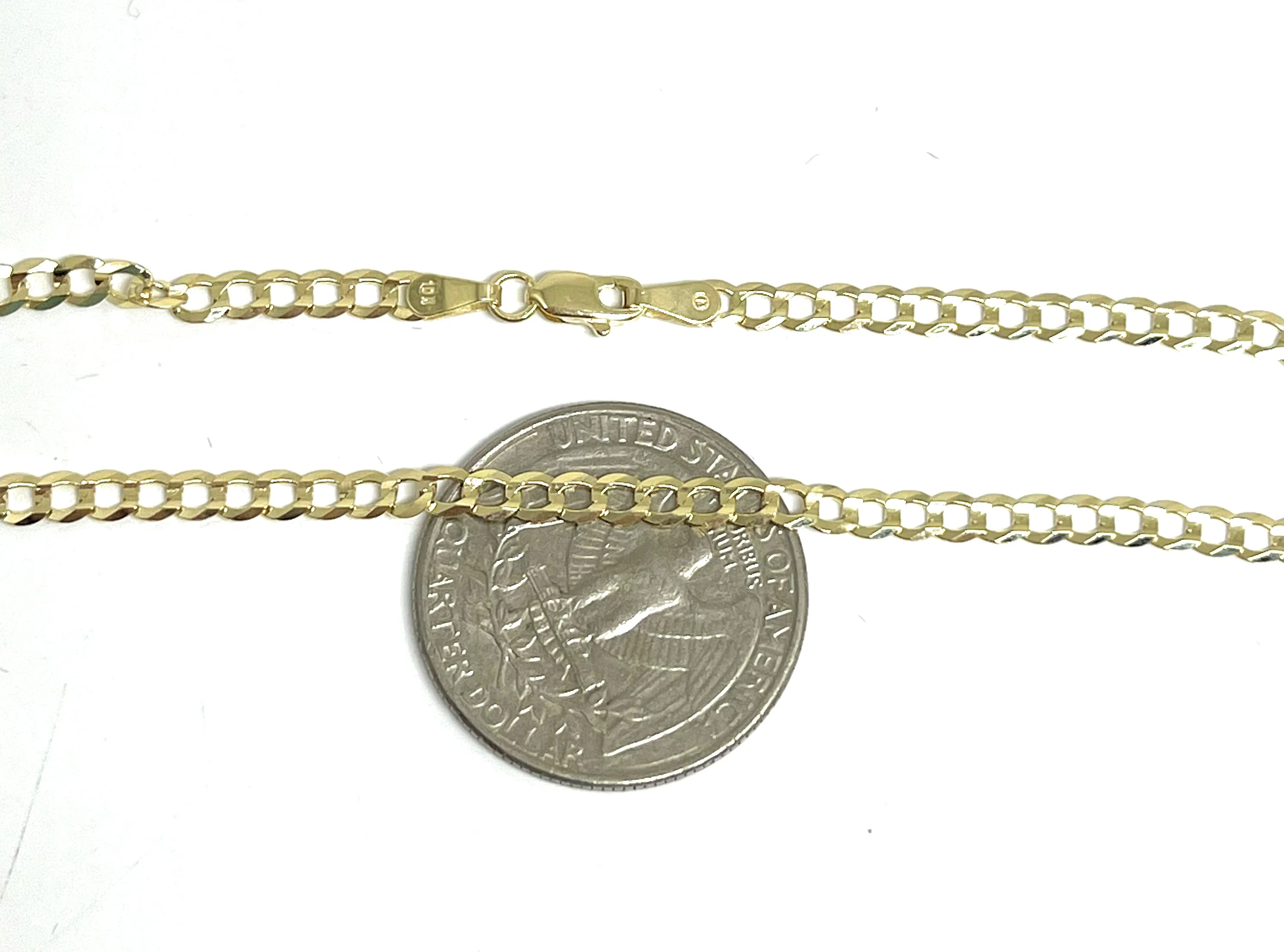 14k Solid Gold Cuban CURB Link Brracelet 7-8 inch 3.2mm (FULL SOLID STYLE) - Image 3