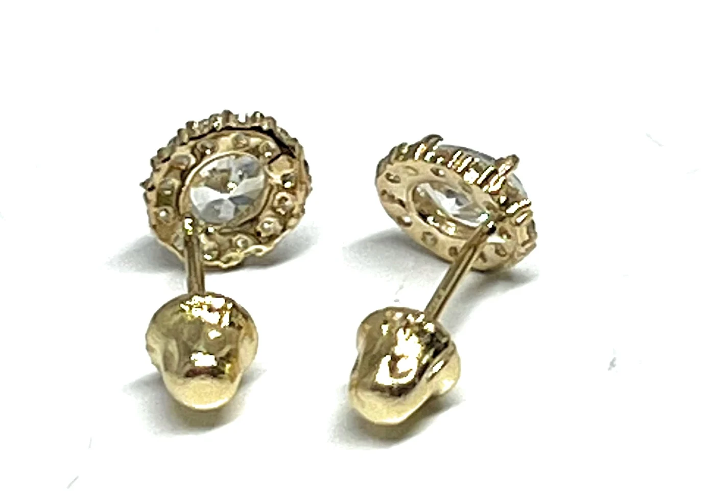 14k Solid Gold Cubic Zirconia Mini Dainty Stud Earrings (FCE 26) - Image 3