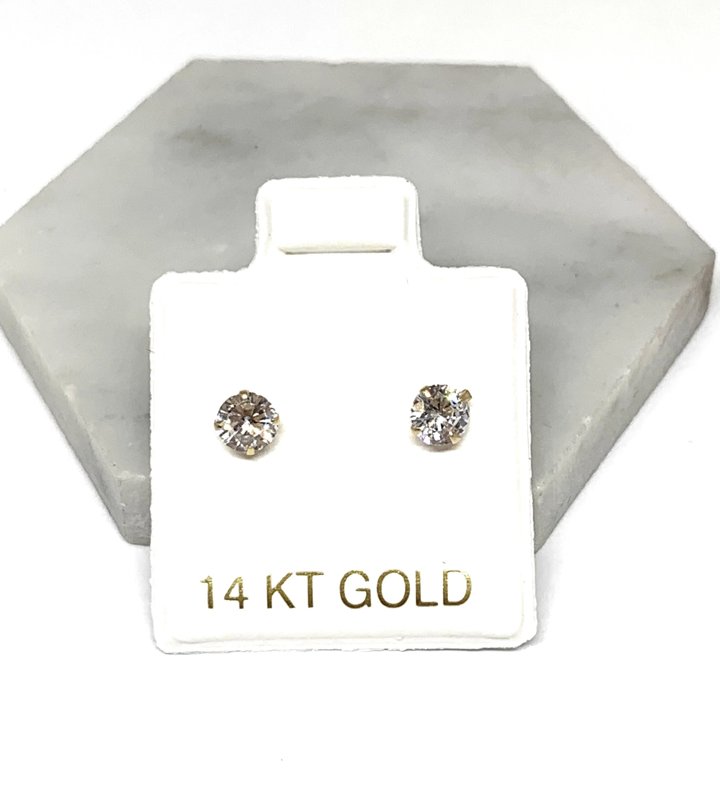 14k Solid Gold Cubic Zirconia Stud Earrings 3-10mm - Image 10