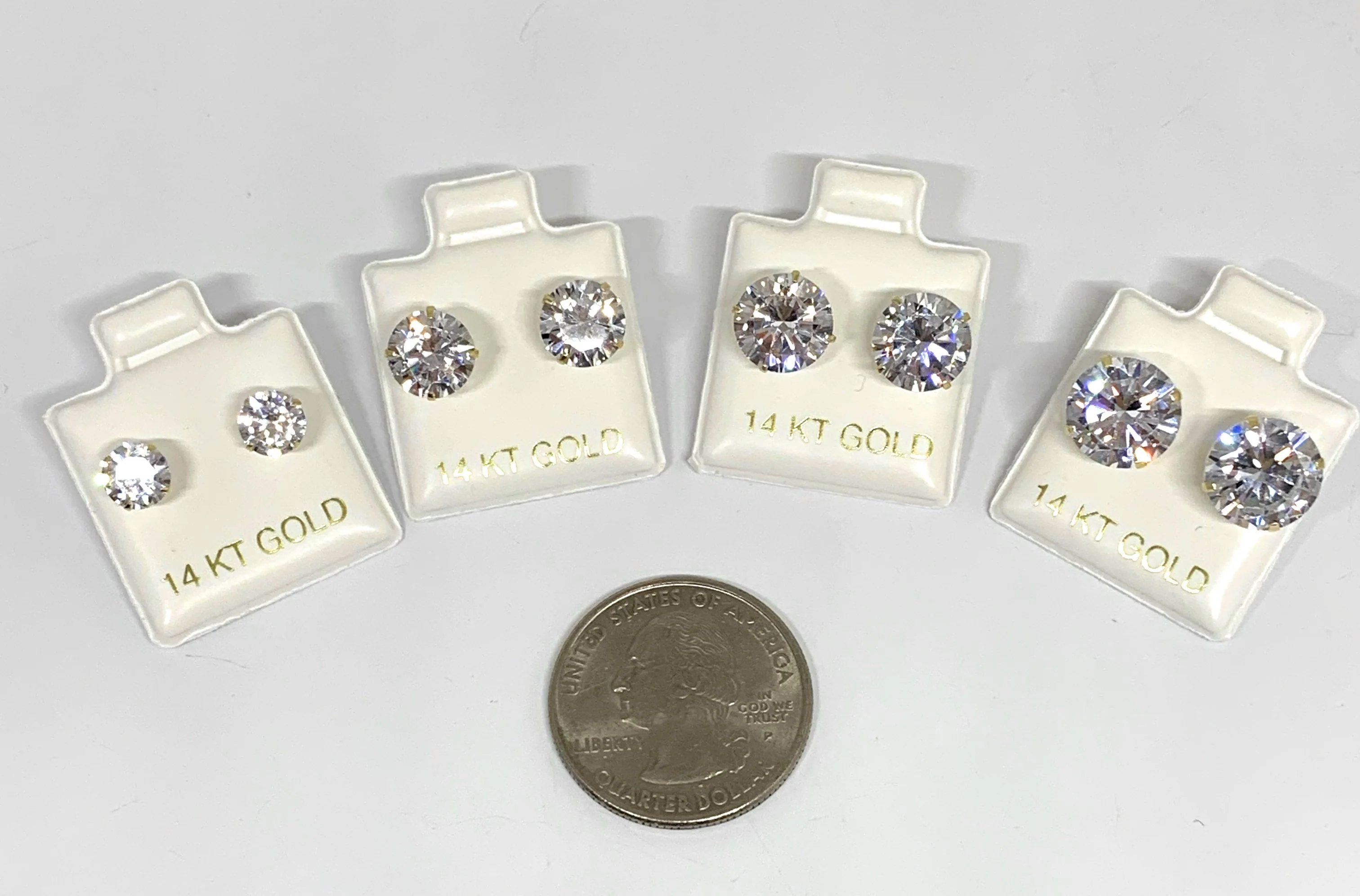 14k Solid Gold Cubic Zirconia Stud Earrings 3-10mm - Image 4