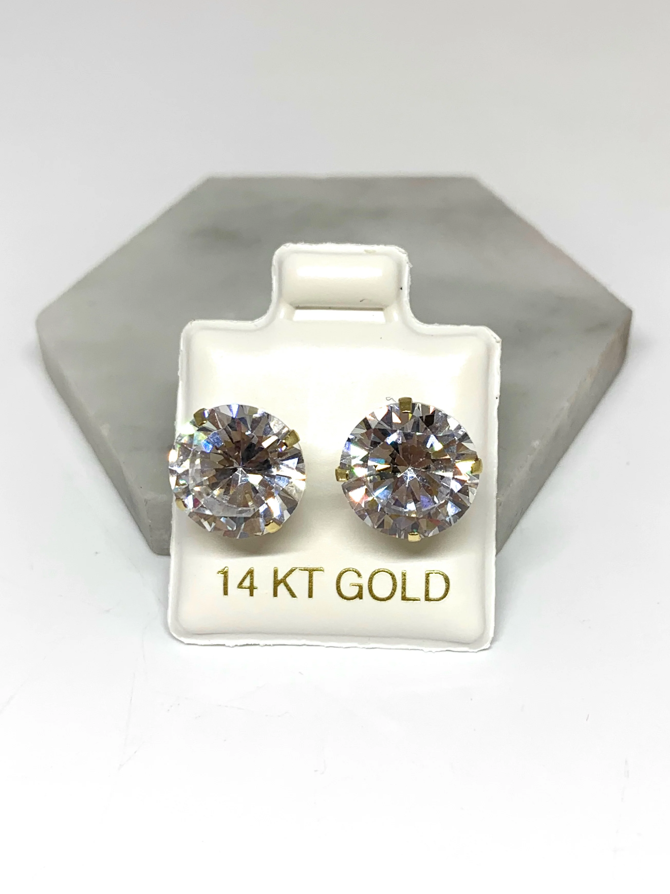 14k Solid Gold Cubic Zirconia Stud Earrings 3-10mm - Image 7