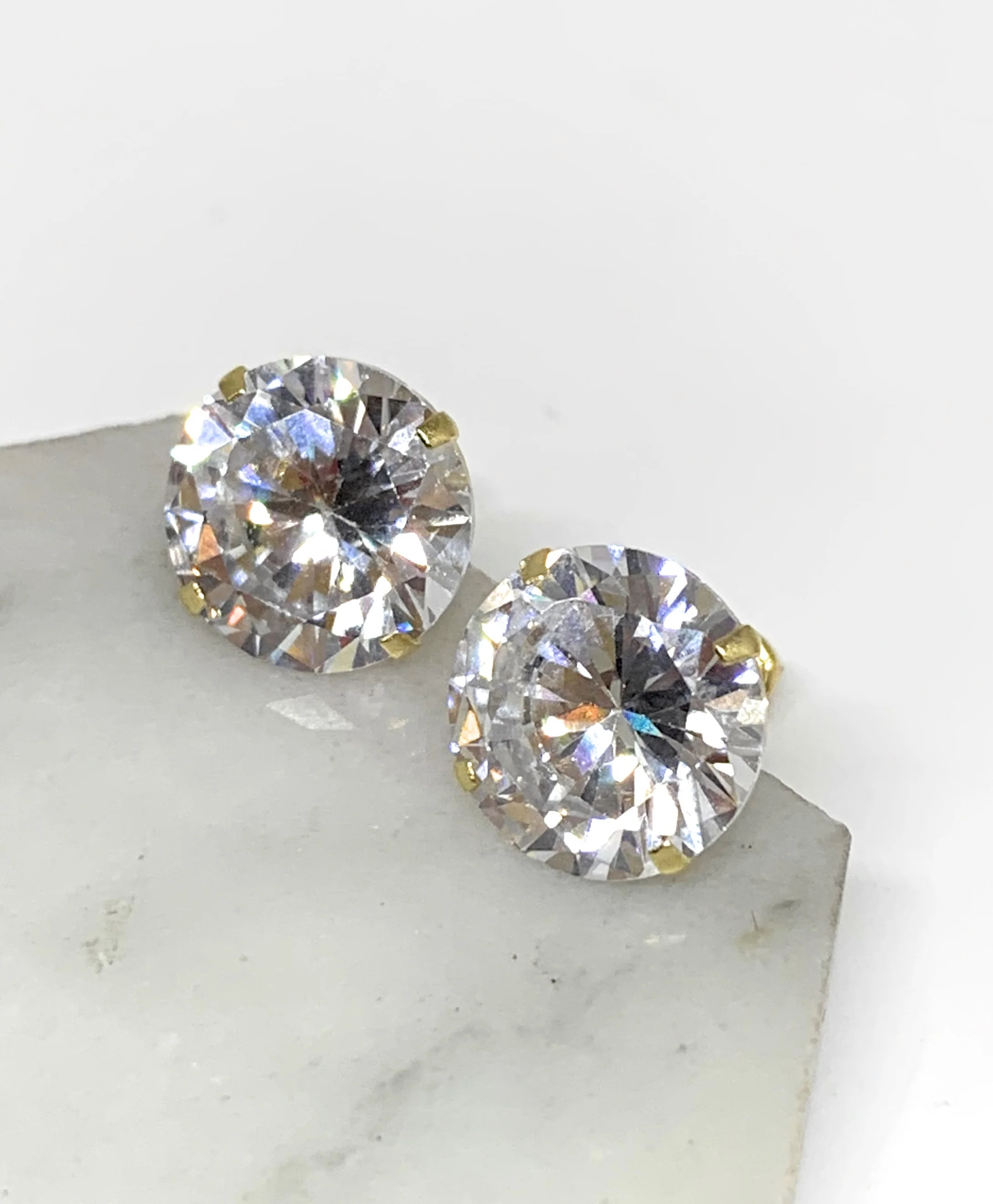 14k Solid Gold Cubic Zirconia Stud Earrings 3-10mm - Image 8
