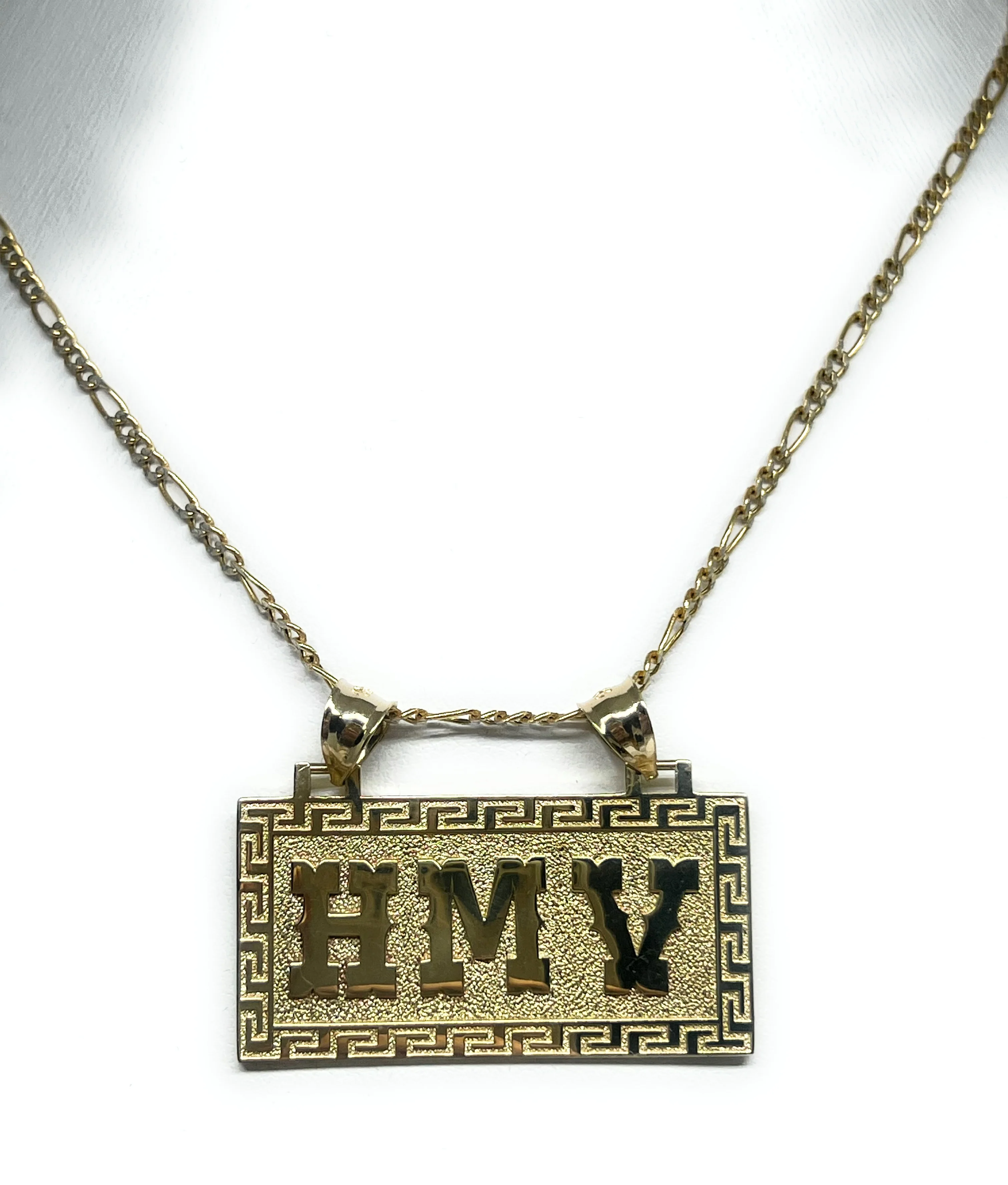 14k Solid Gold Custom RECTANGLE GREEK BORDER (MEANDROS) Nameplate Pendant (13g) - Image 13