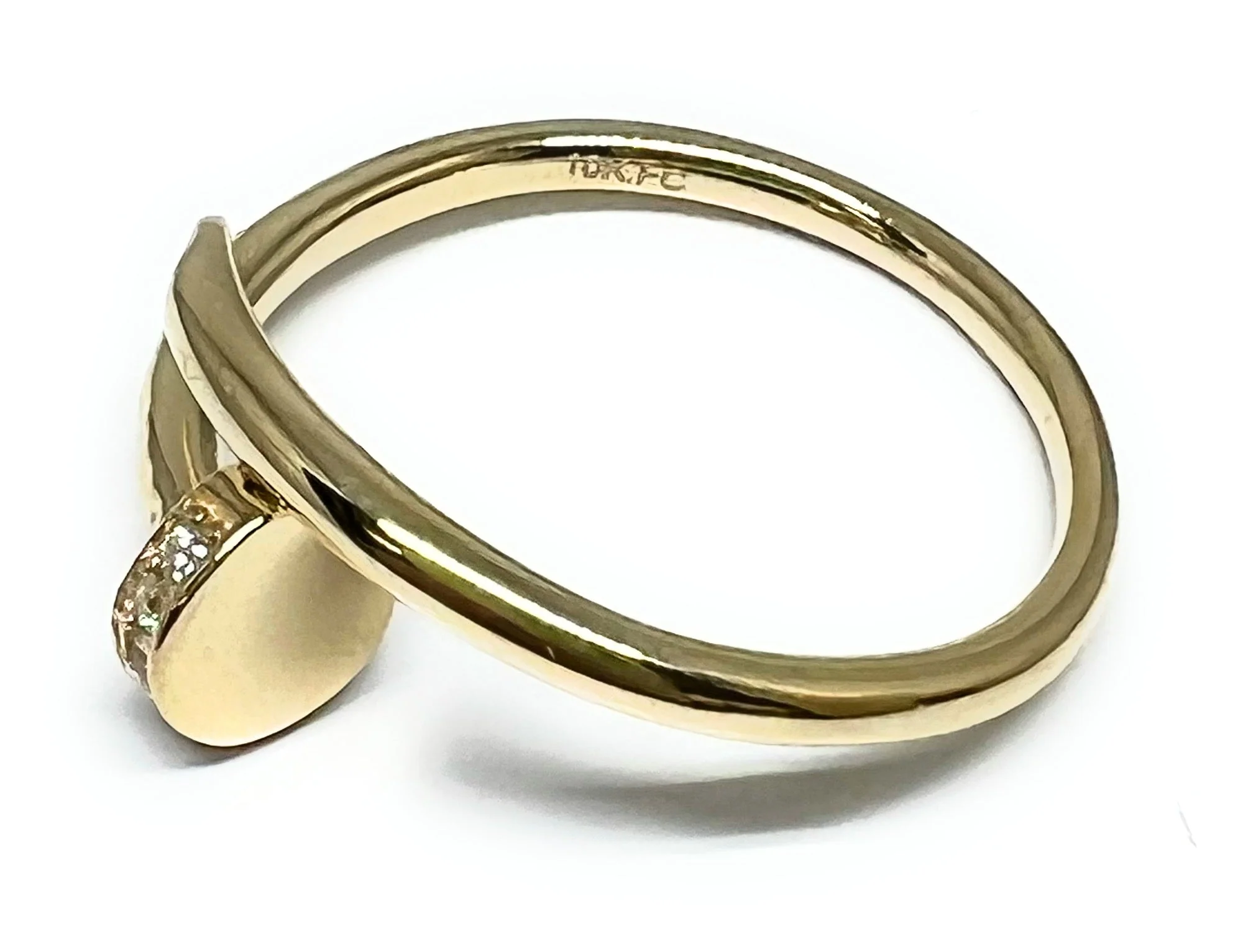14k Solid Gold CZ Nail Ring (FC 259) - Image 3
