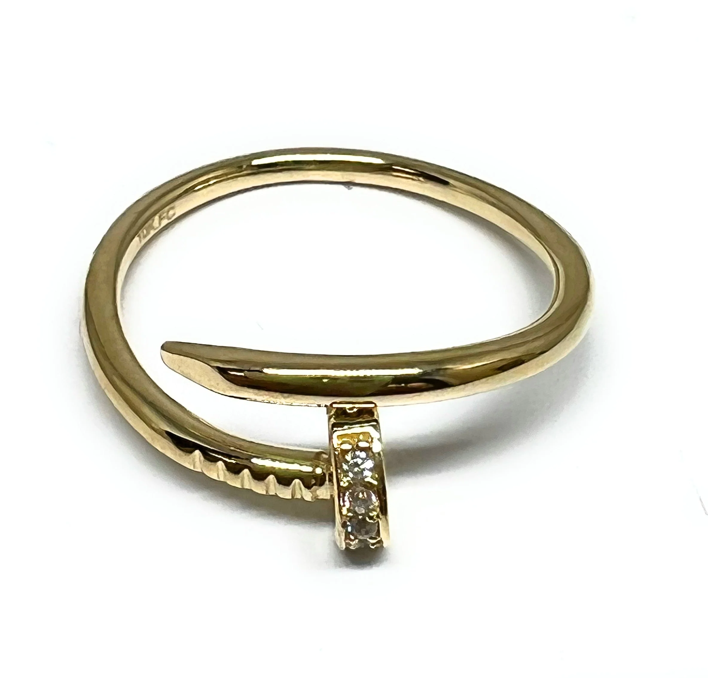 14k Solid Gold CZ Nail Ring (FC 259) - Image 4