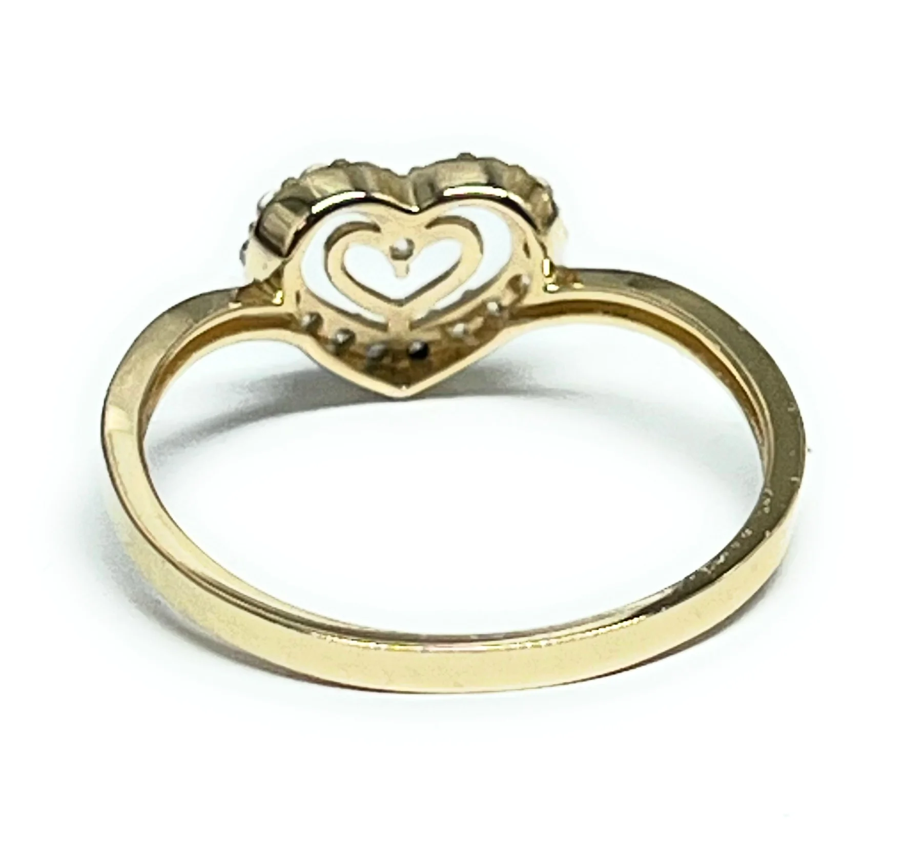 14k Solid Gold Double Heart CZ Ring (FC 271) - Image 3
