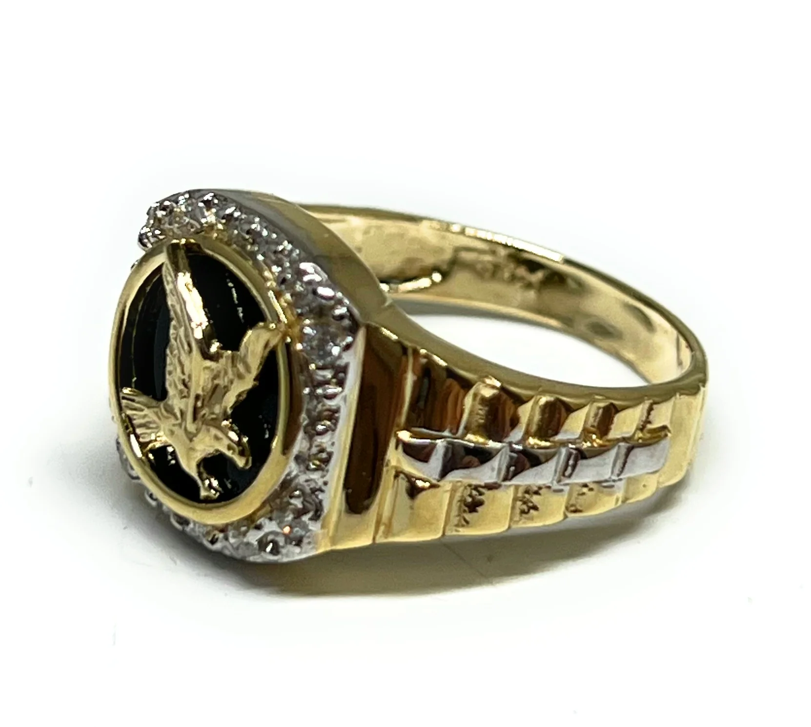 14k Solid Gold EAGLE ONYX CZ Ring (5.4) - Image 3