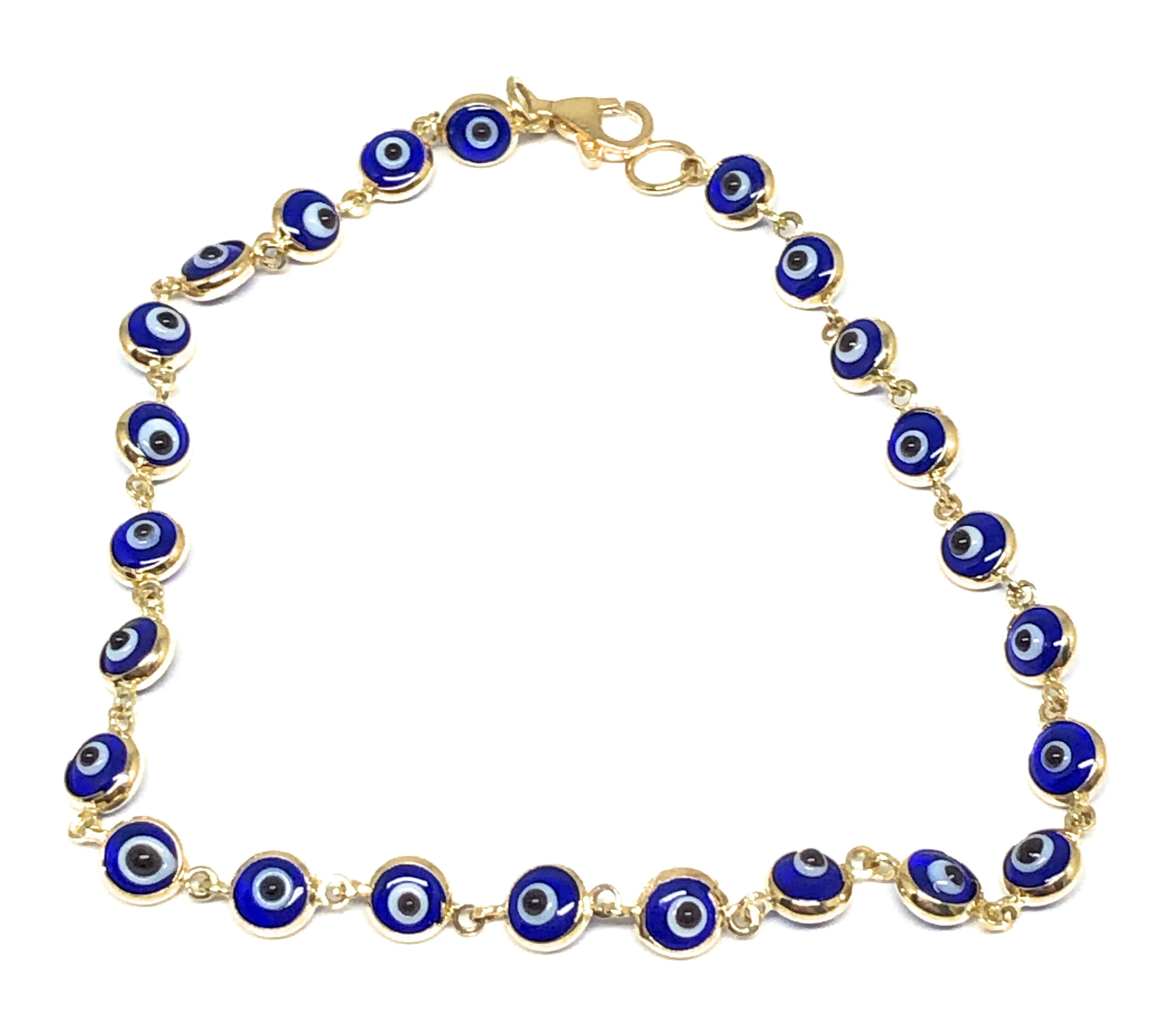 14k Solid Gold Evil Eye Brracelet 7.5 INCH 4.5MM BEADS (SM BEADS) (RED,BLUE,TURQUOISE,MULTI-COLOR) - Image 4