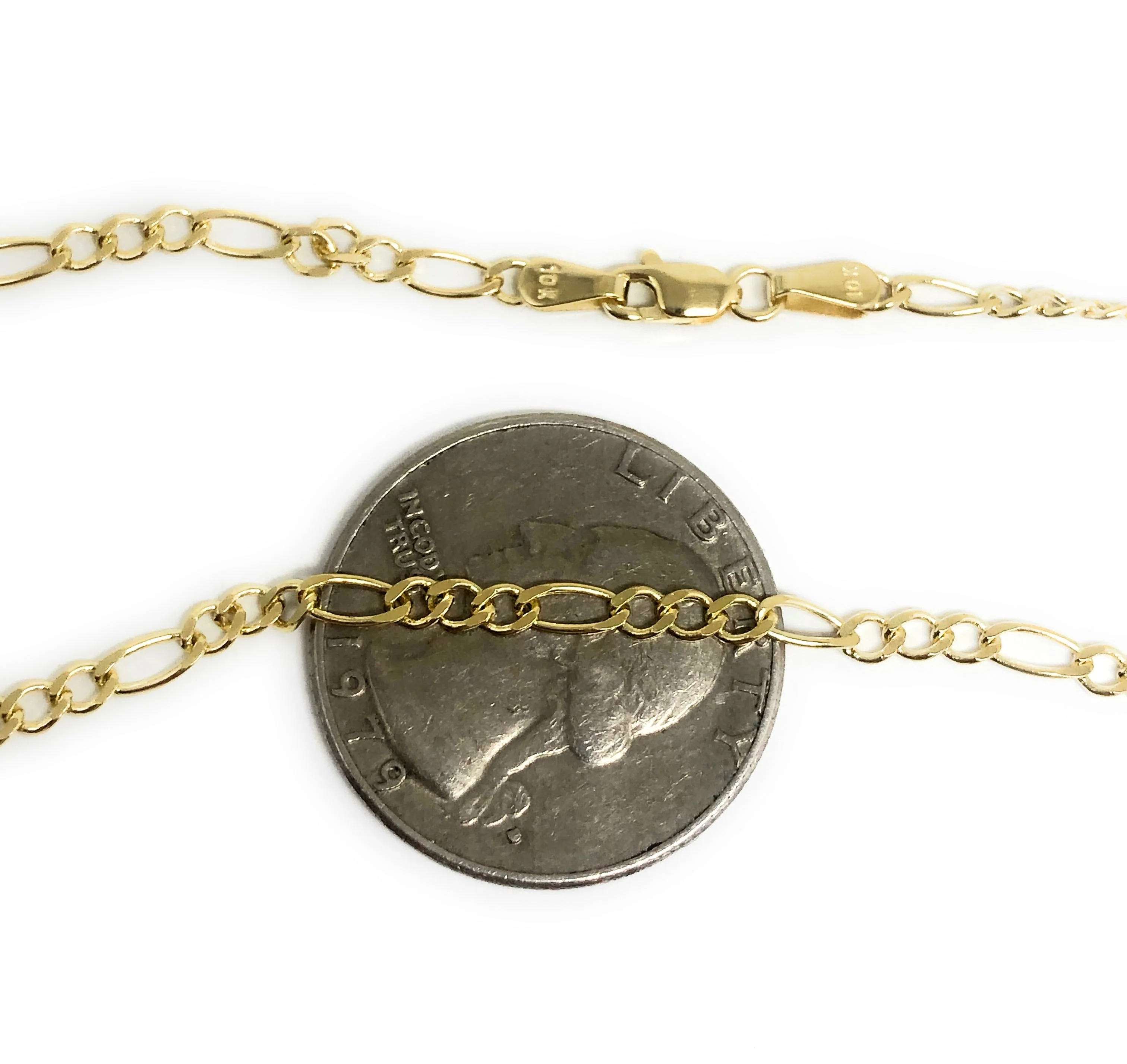 14k Solid Gold Figaro Chain 16-24 inches 2.5mm (FULL SOLID STYLE) - Image 3