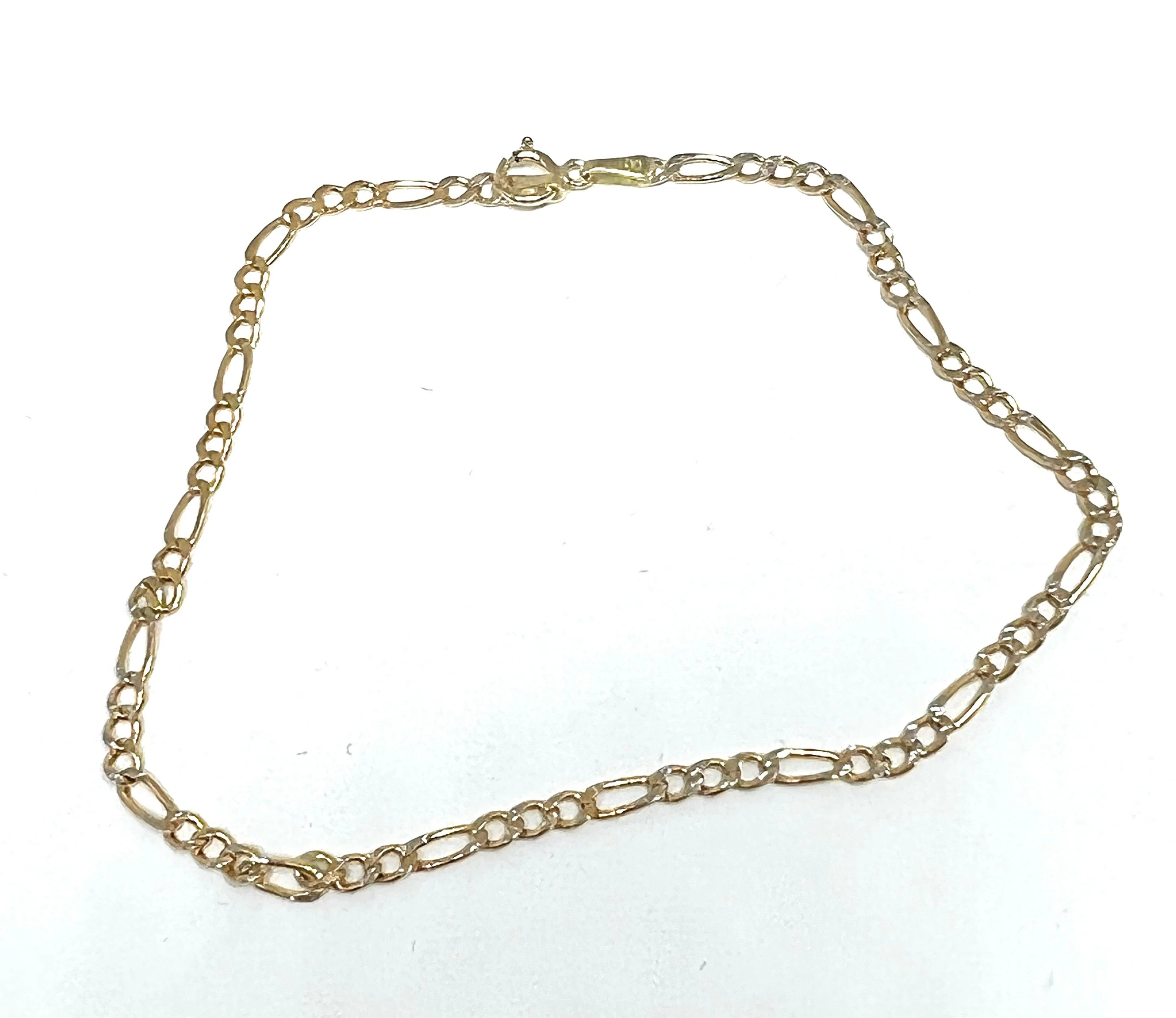 14k Solid Gold Figaro DIAMOND CUT (White Gold) Brracelet 7-8 inch 2.5mm Width - Image 3