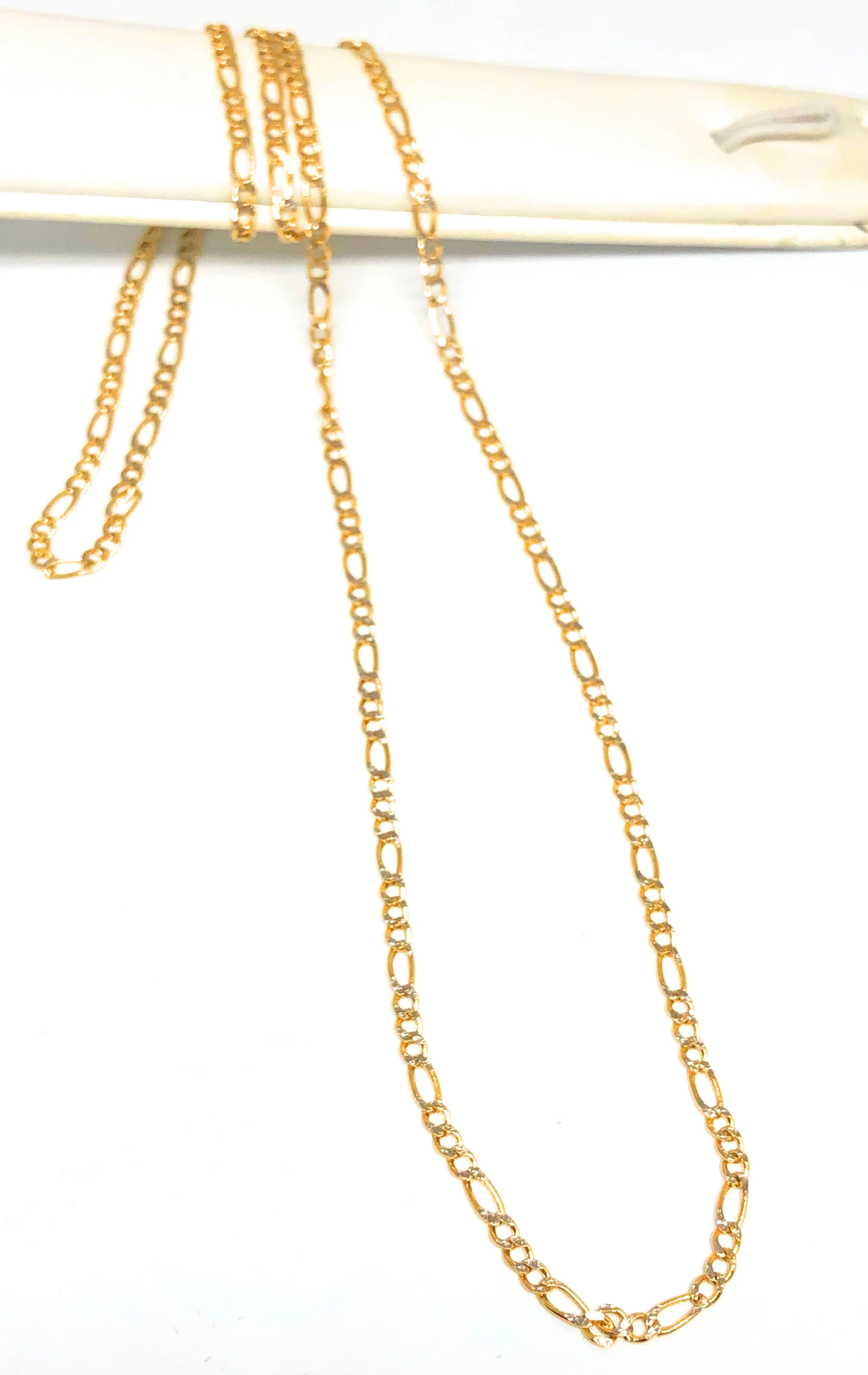 14k Solid Gold Figaro Diamond Cut (White Gold) Chain 18-24 inches 2.5mm (Semi-Hollow Style) - Image 6