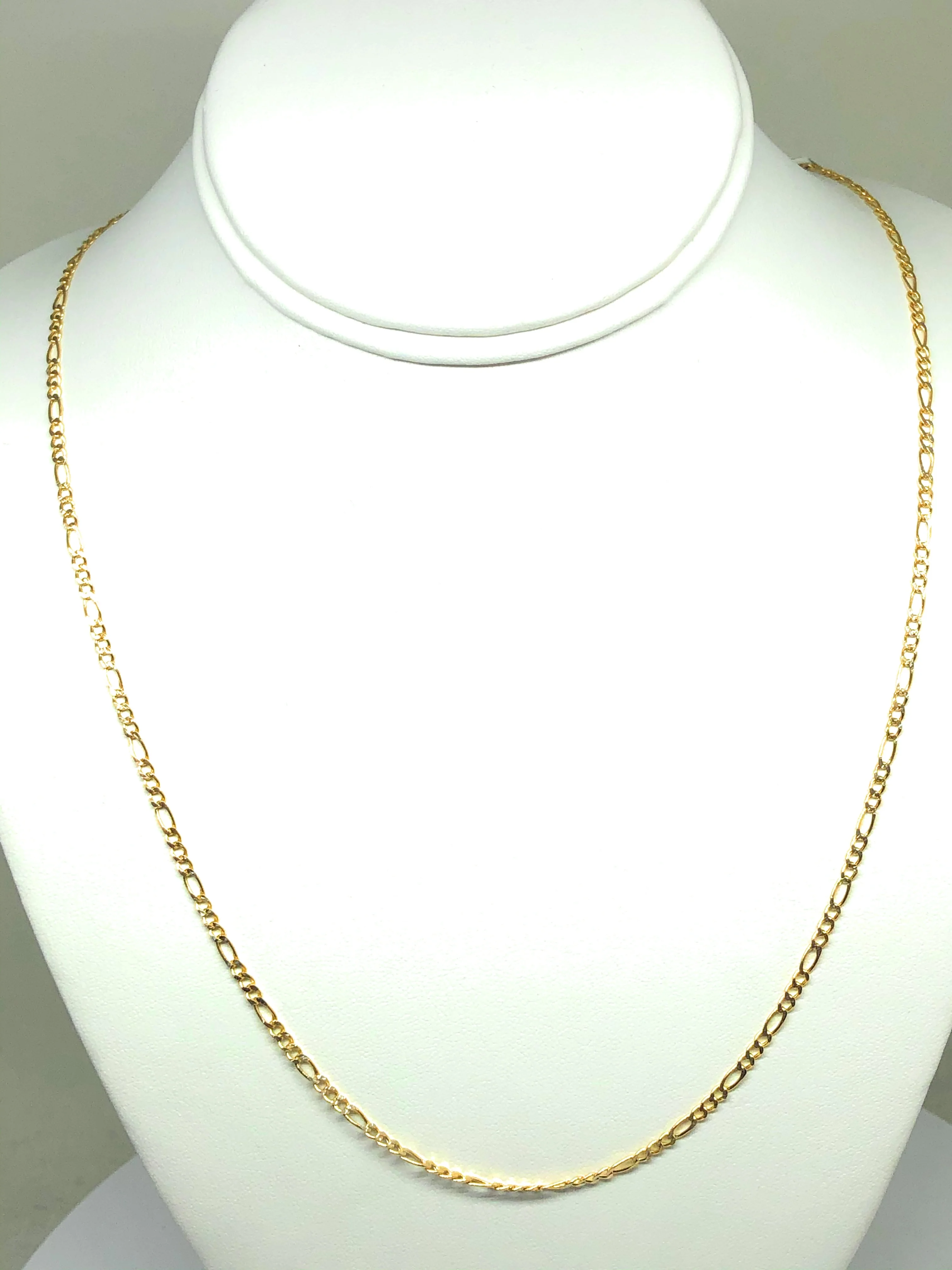 14k Solid Gold Figaro Diamond Cut (White Gold) Chain 18-24 inches 2.5mm (Semi-Hollow Style) - Image 8