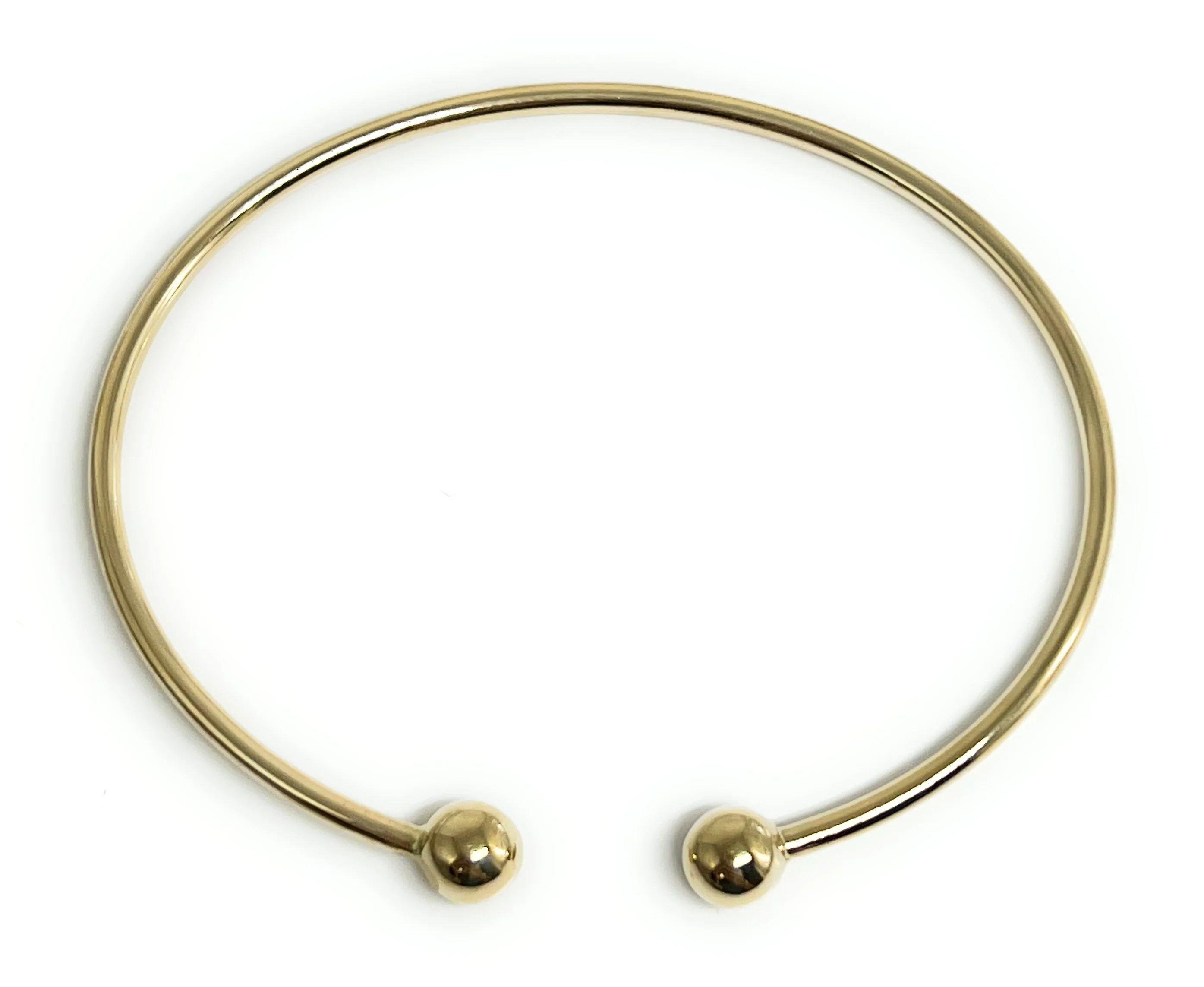 14k Solid Gold Flexible Bangle Bead Adjustable Brracelet (FC) - Image 3