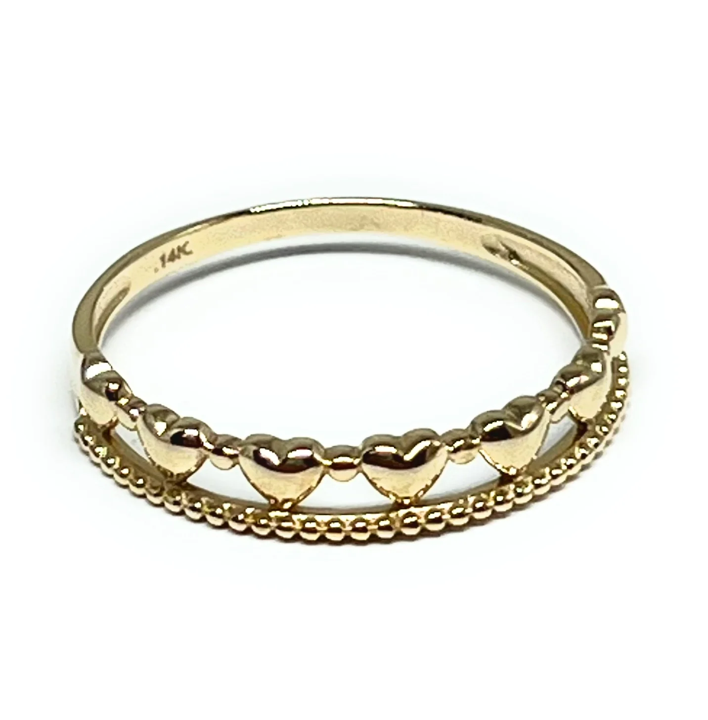 14k Solid Gold Hearts Band Ring (FC 236)