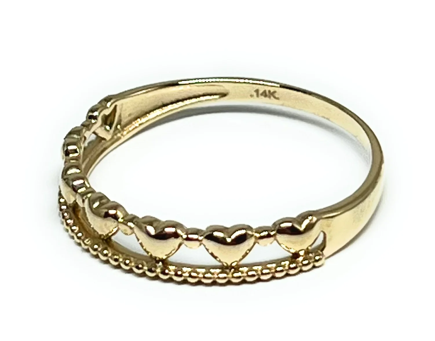 14k Solid Gold Hearts Band Ring (FC 236) - Image 2
