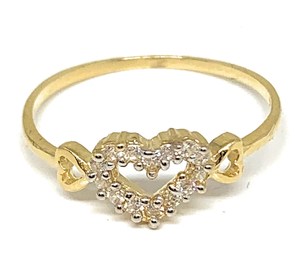 14k Solid Gold Heart CZ Ring