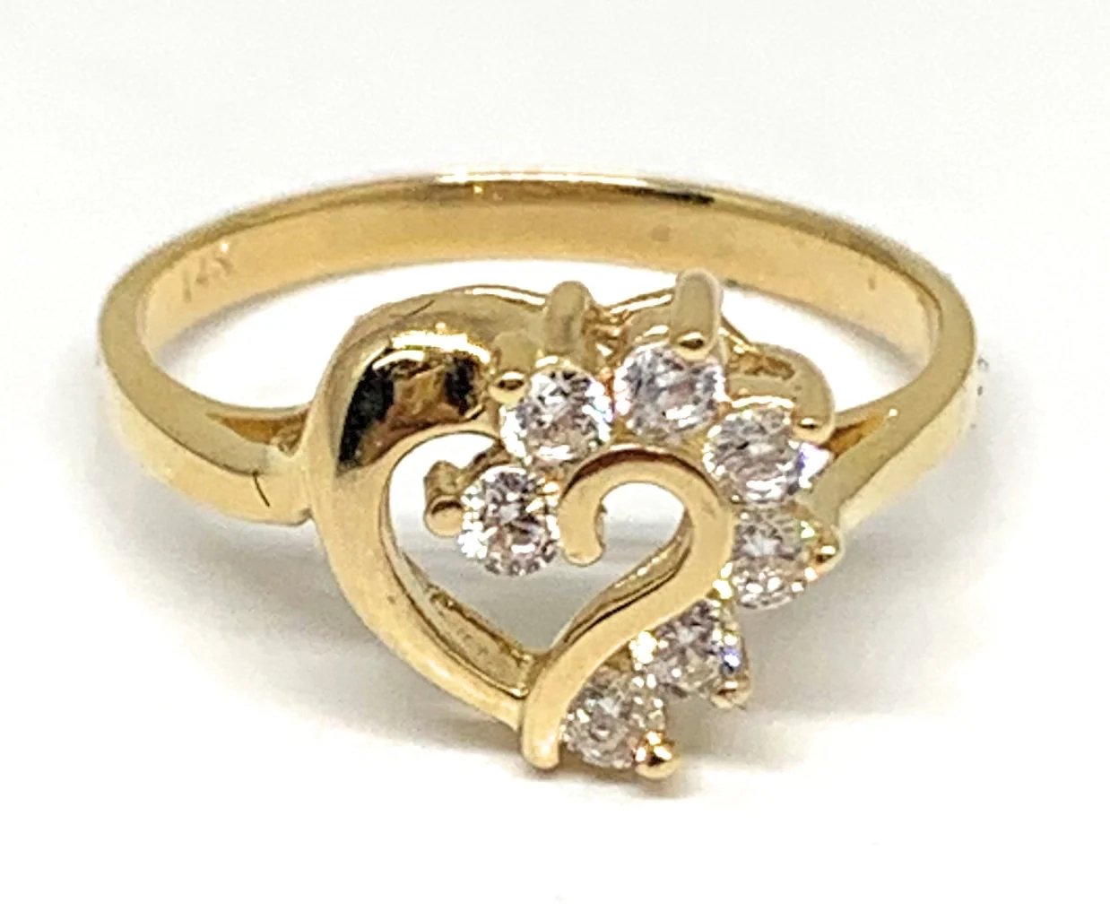 14k Solid Gold Heart CZ Ring
