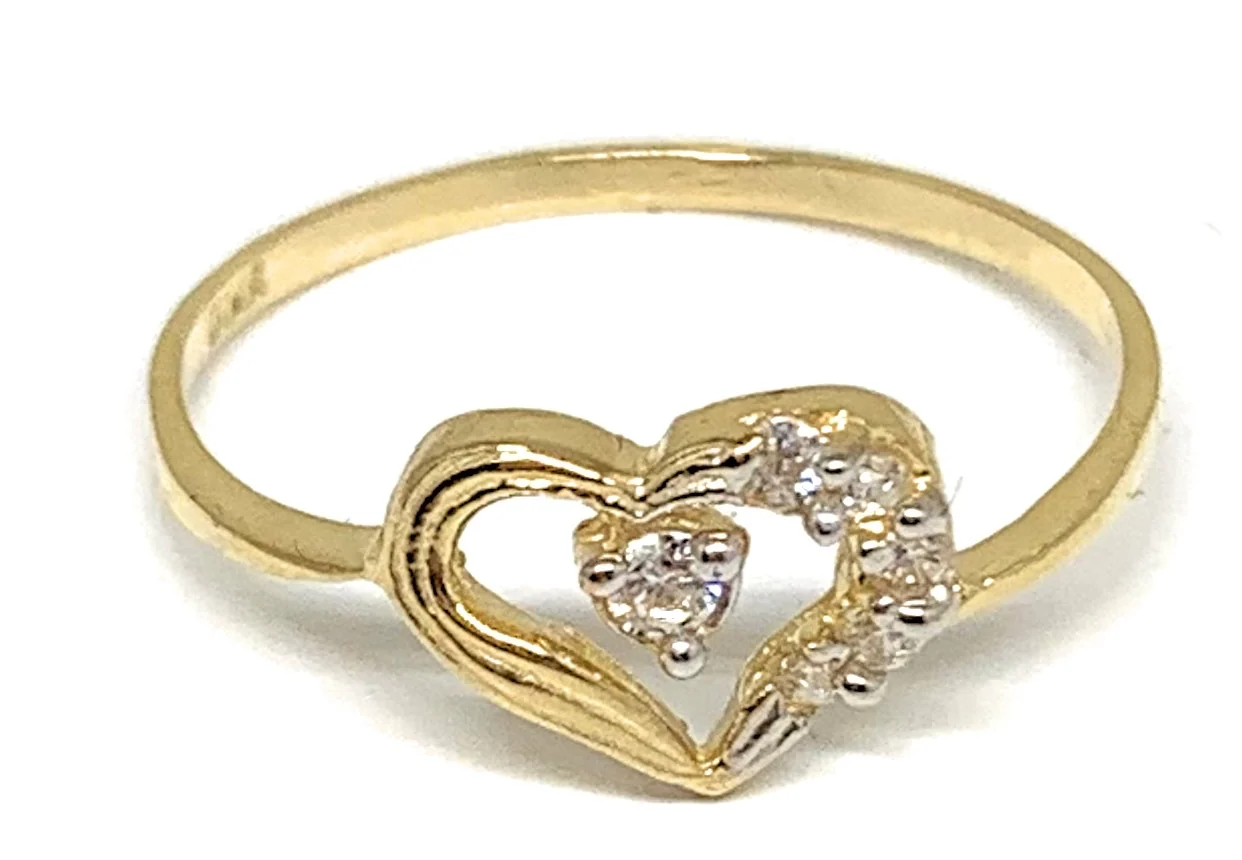 14k Solid Gold Heart CZ Ring