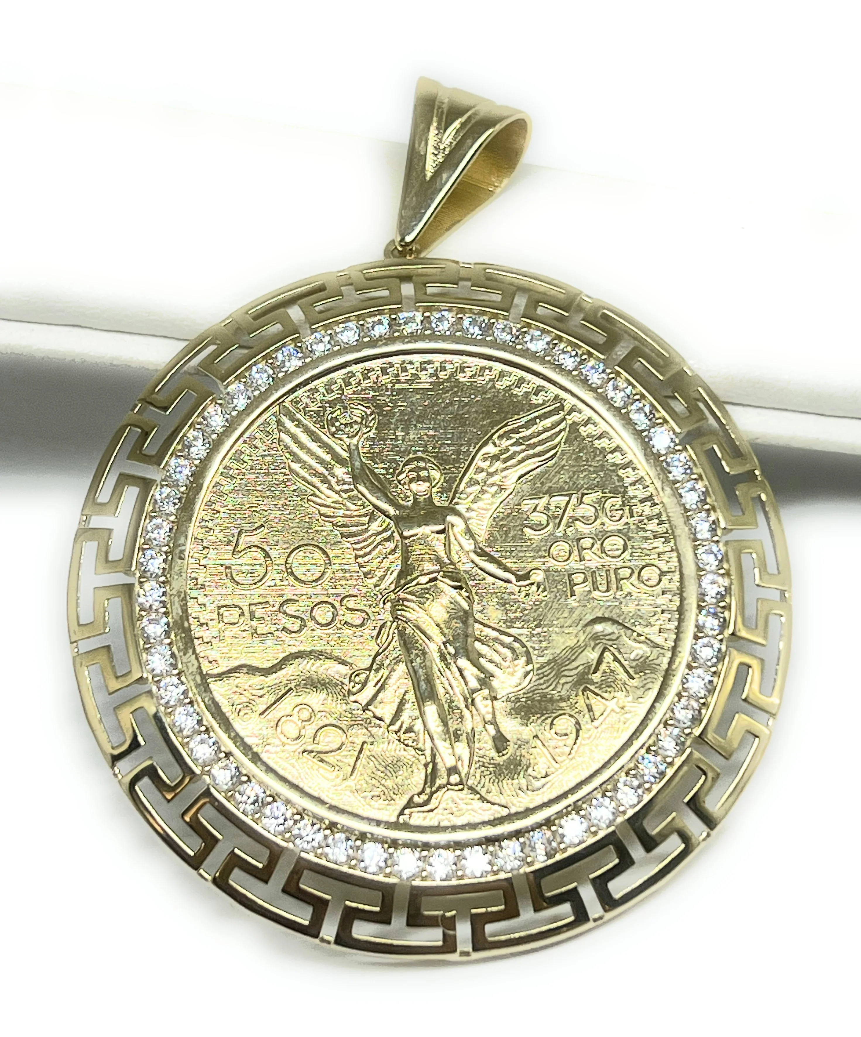 14k Solid Gold Mexican Cenntenario with Bezel Pendant (SM, LG)