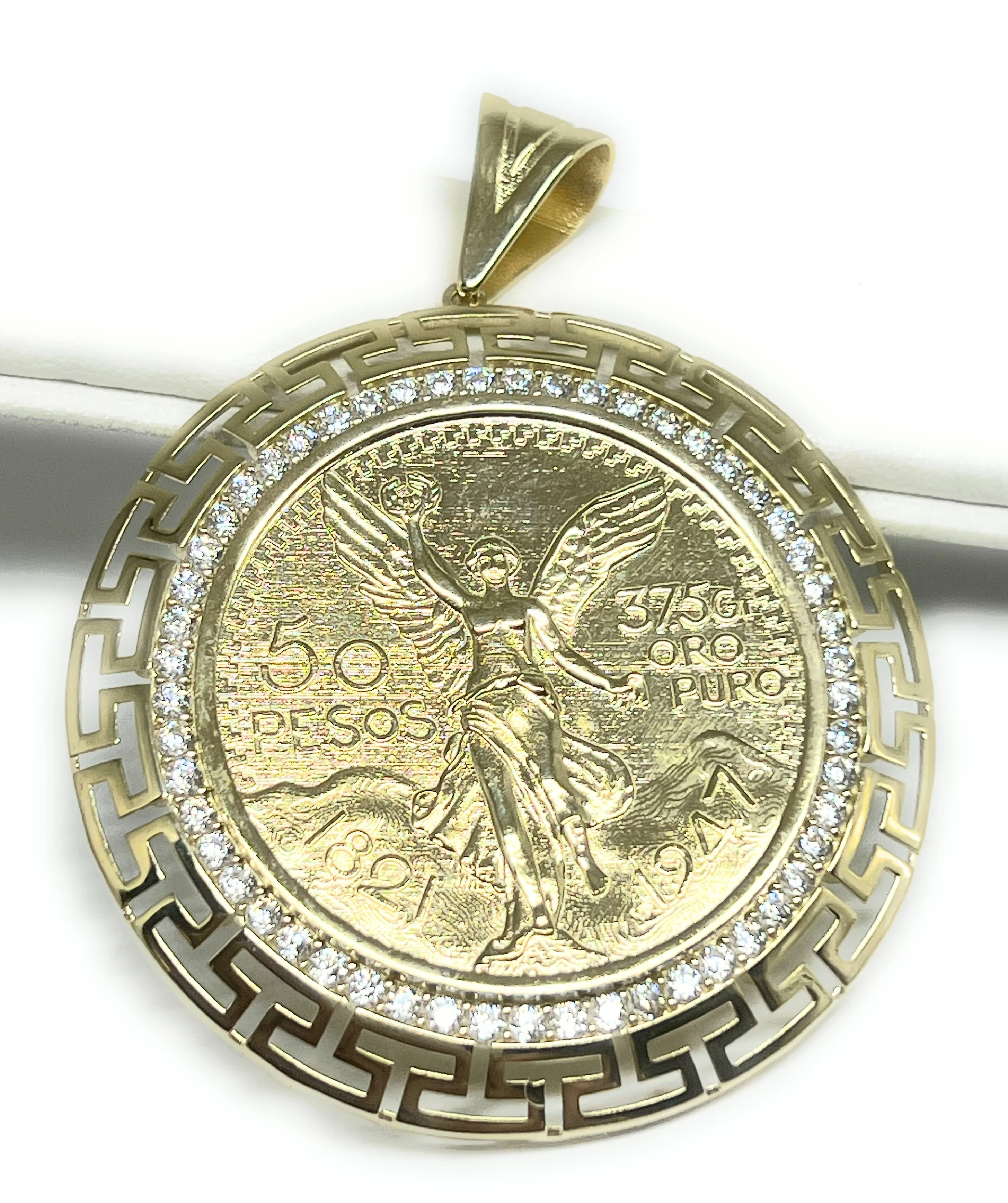14k Solid Gold Mexican Cenntenario with Bezel Pendant (SM, LG) - Image 6