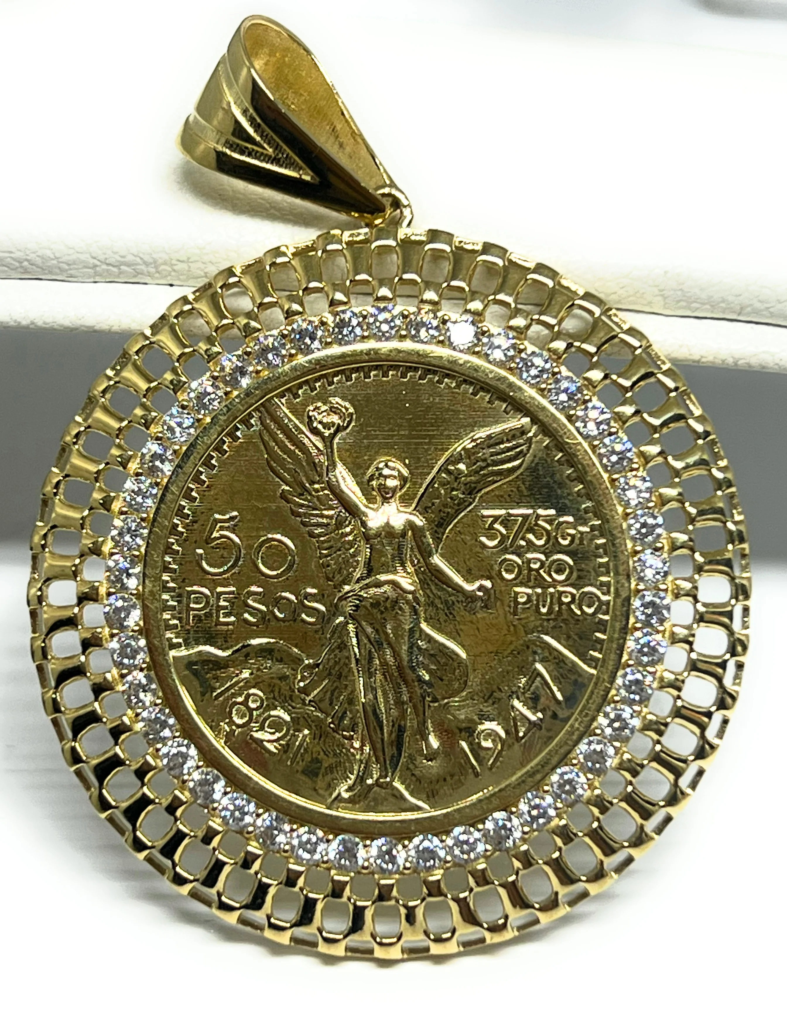 14k Solid Gold Mexican Cenntenario with Bezel Pendant (SM, LG) - Image 8