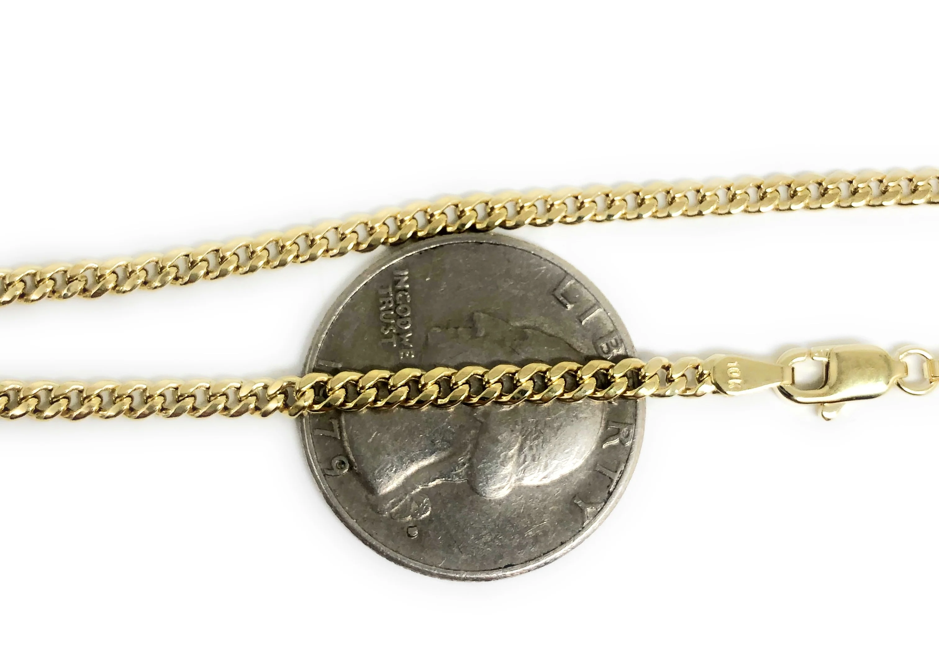 14k Solid Gold Miami Cuban Link Chain 18-26 inches 3mm (Semi-Hollow Style) - Image 4