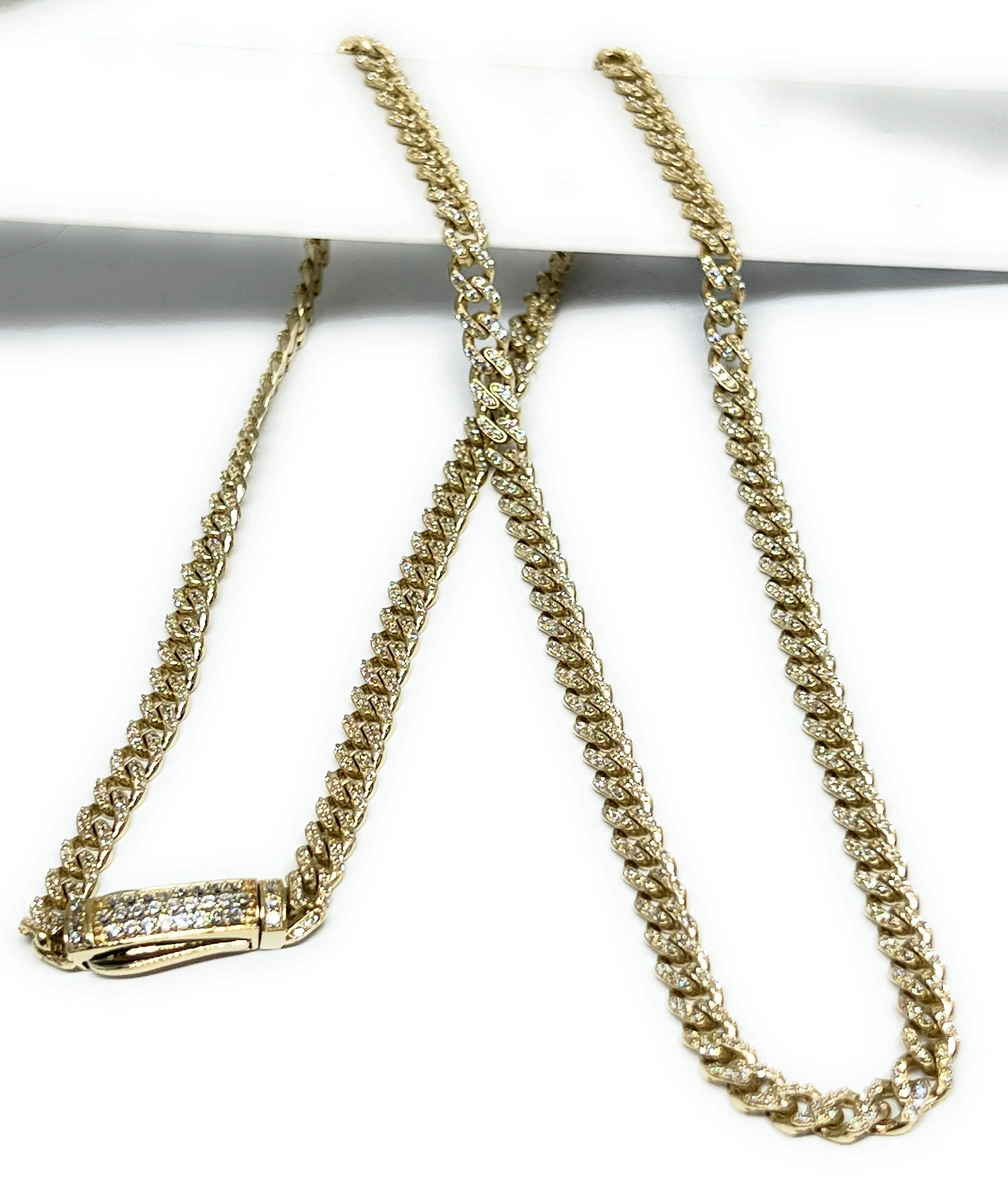 14k Solid Gold Miami Cuban Link FULL CZ Chain 16-24 inches 5mm CZ Lock (Semi-Hollow) 19-27g - Image 3