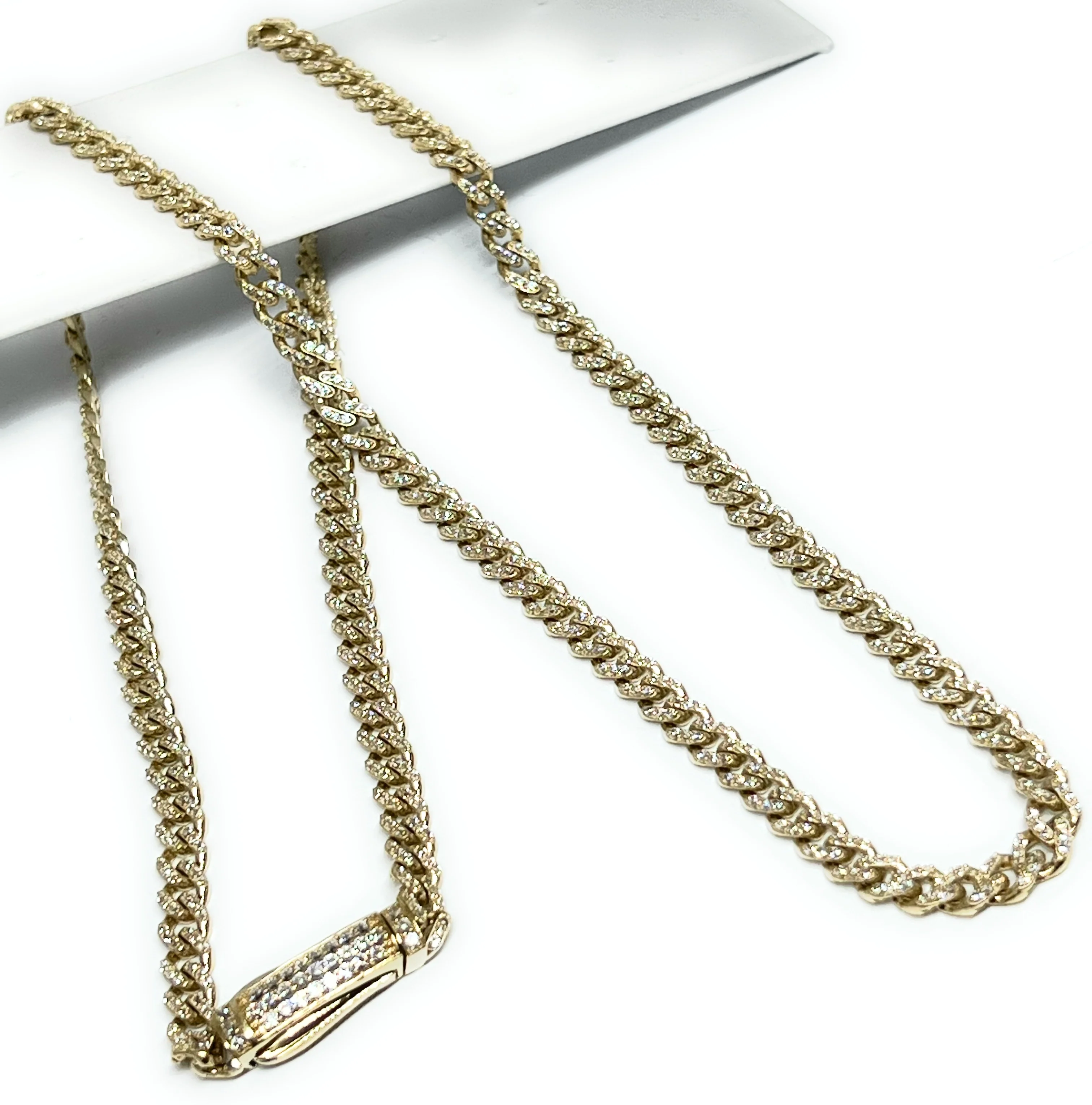 14k Solid Gold Miami Cuban Link FULL CZ Chain 16-24 inches 5mm CZ Lock (Semi-Hollow) 19-27g - Image 4