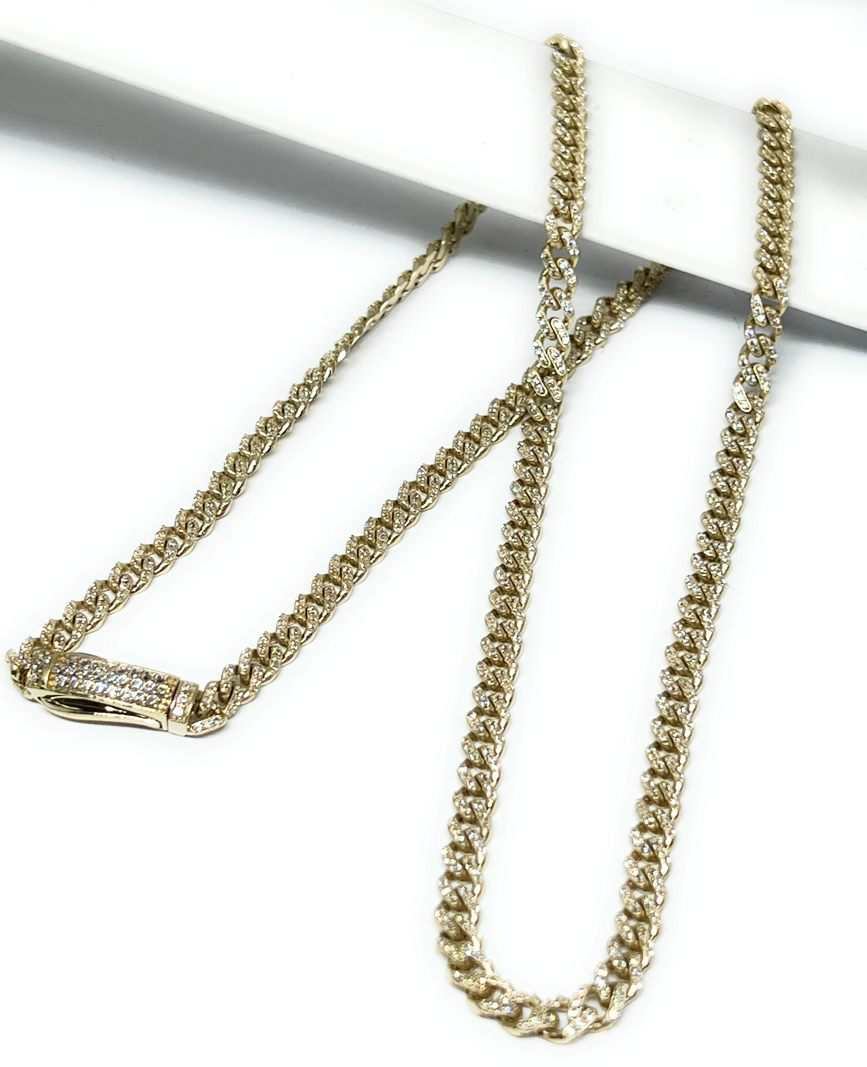 14k Solid Gold Miami Cuban Link FULL CZ Chain 16-24 inches 5mm CZ Lock (Semi-Hollow) 19-27g - Image 5