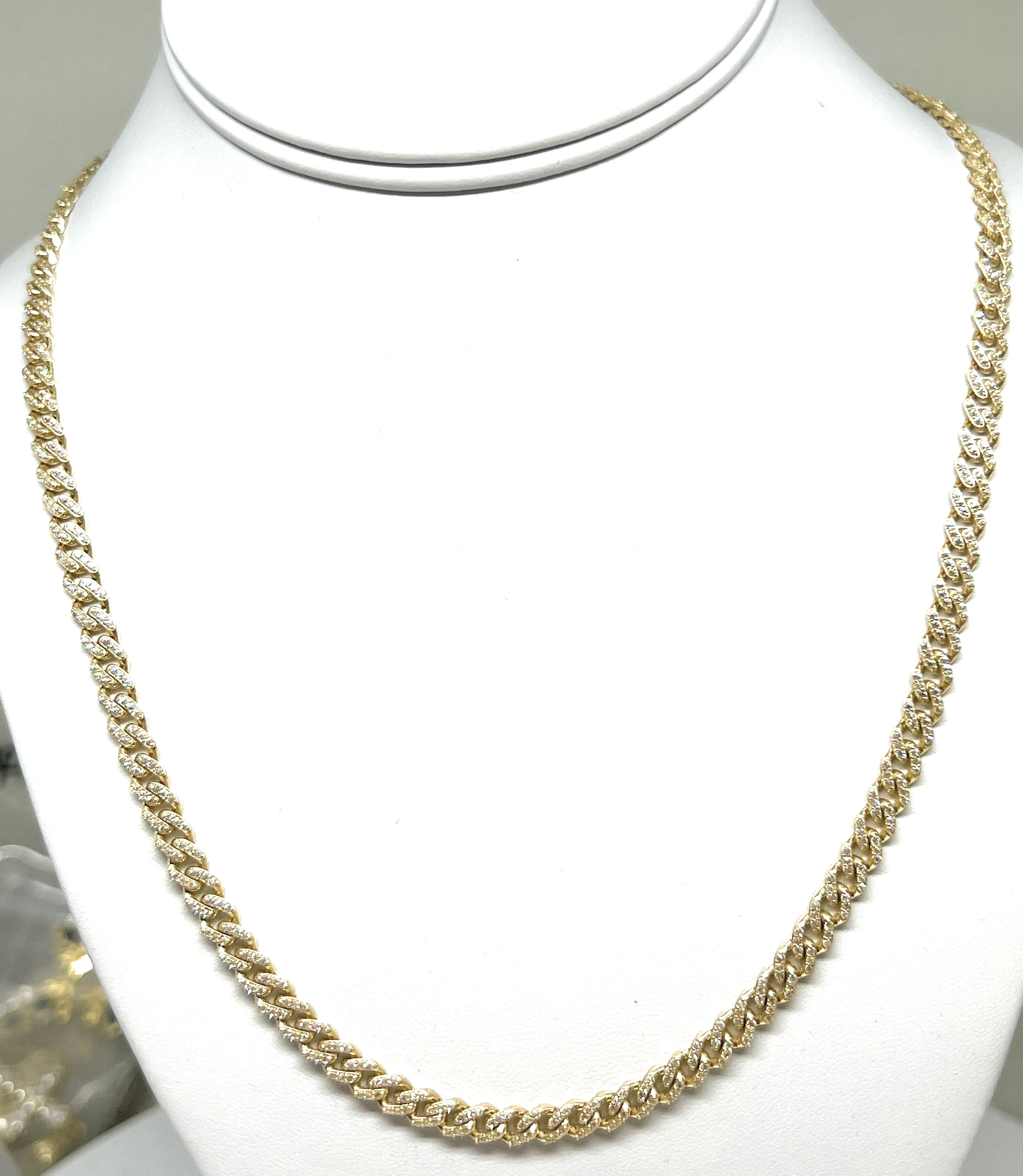 14k Solid Gold Miami Cuban Link FULL CZ Chain 16-24 inches 5mm CZ Lock (Semi-Hollow) 19-27g - Image 6