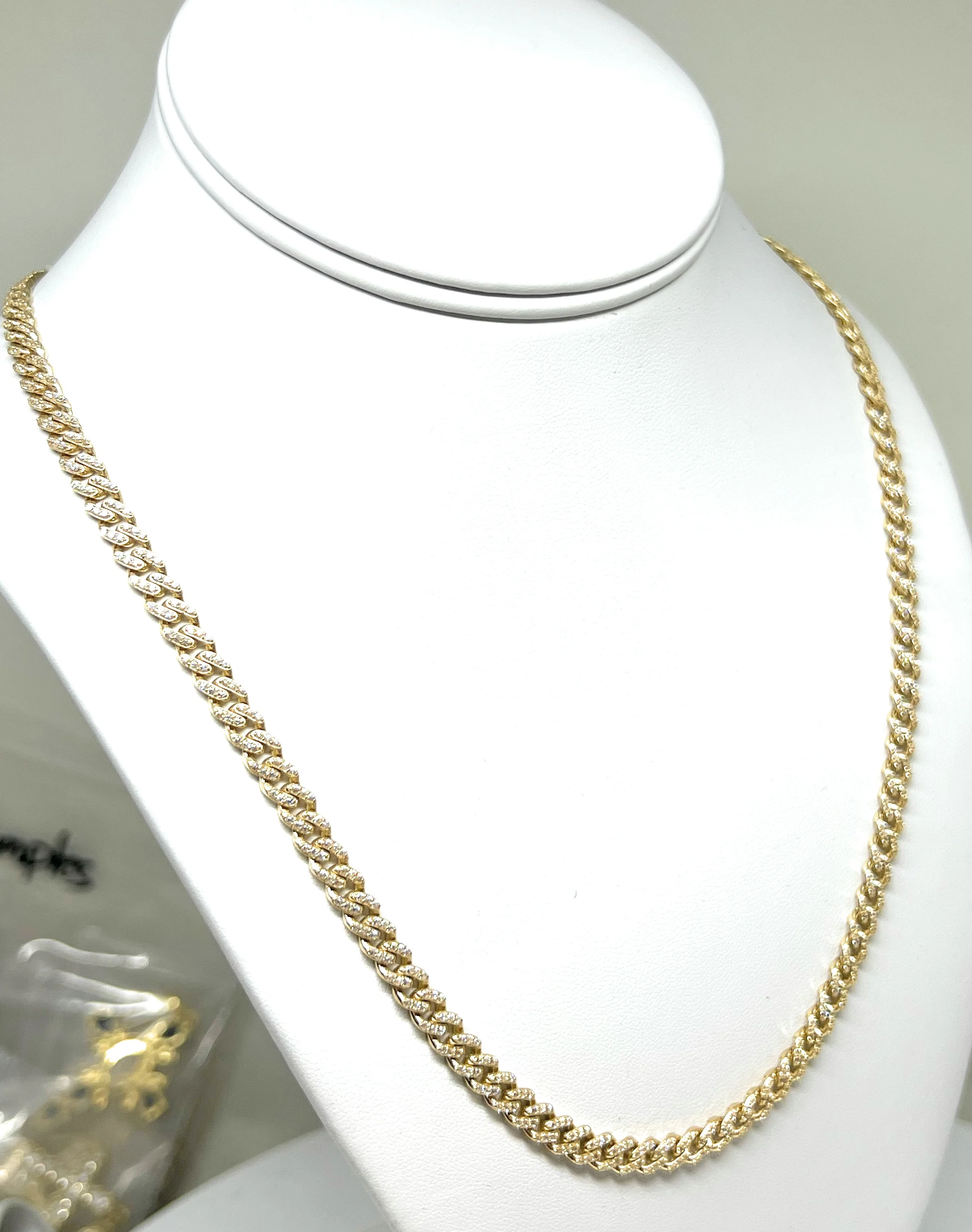 14k Solid Gold Miami Cuban Link FULL CZ Chain 16-24 inches 5mm CZ Lock (Semi-Hollow) 19-27g - Image 7