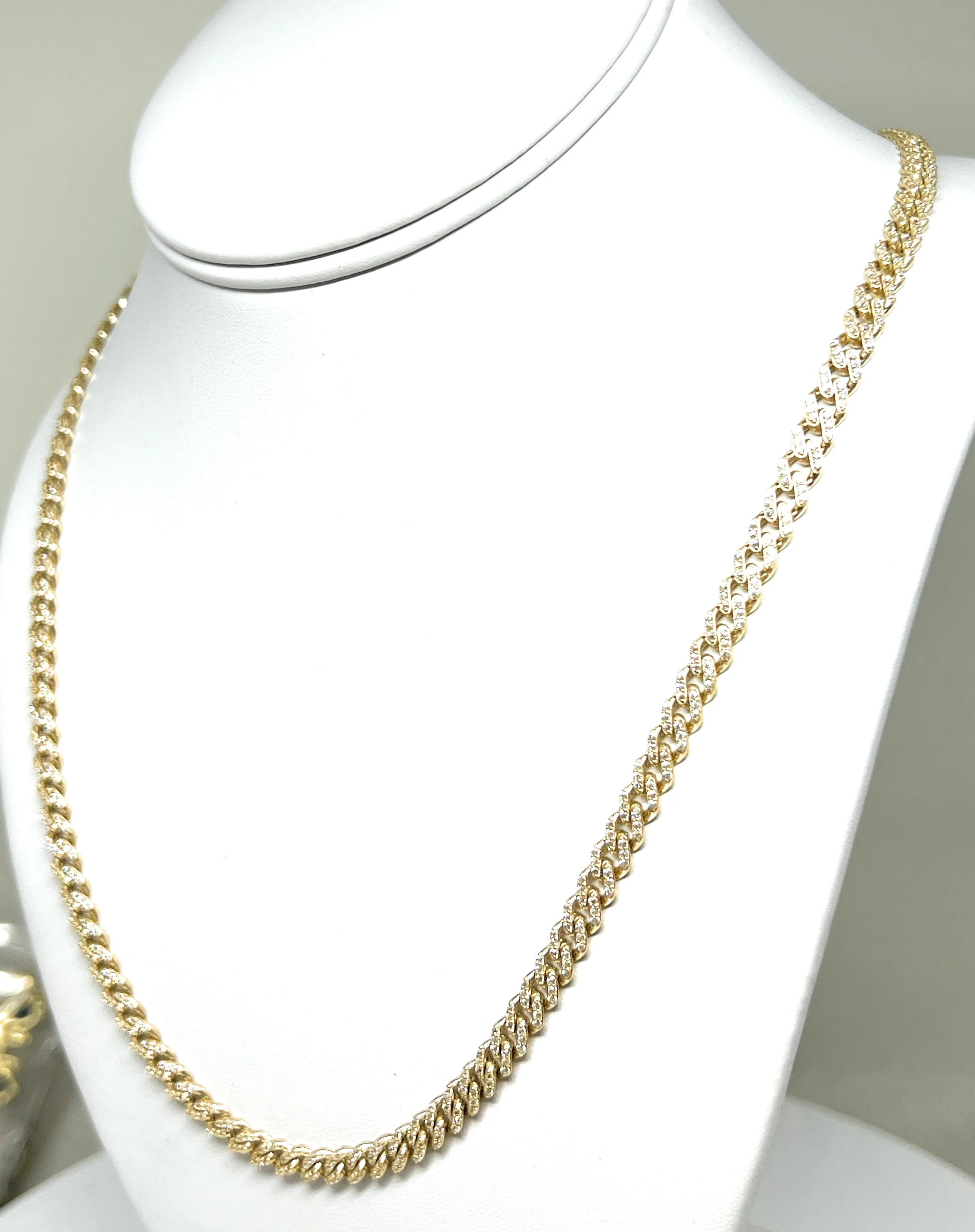 14k Solid Gold Miami Cuban Link FULL CZ Chain 16-24 inches 5mm CZ Lock (Semi-Hollow) 19-27g - Image 8