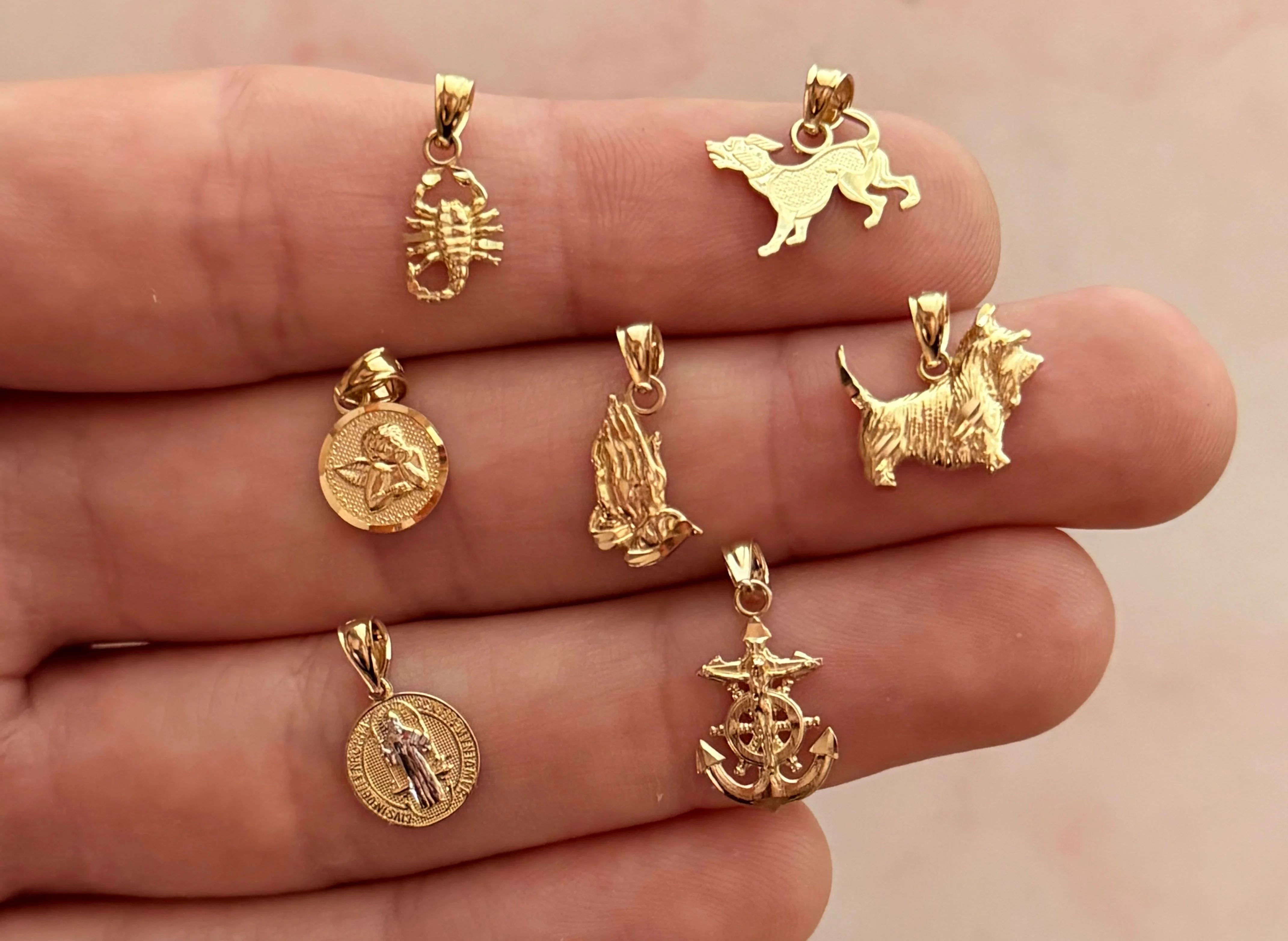 14k Solid Gold Mini Micro Pendants