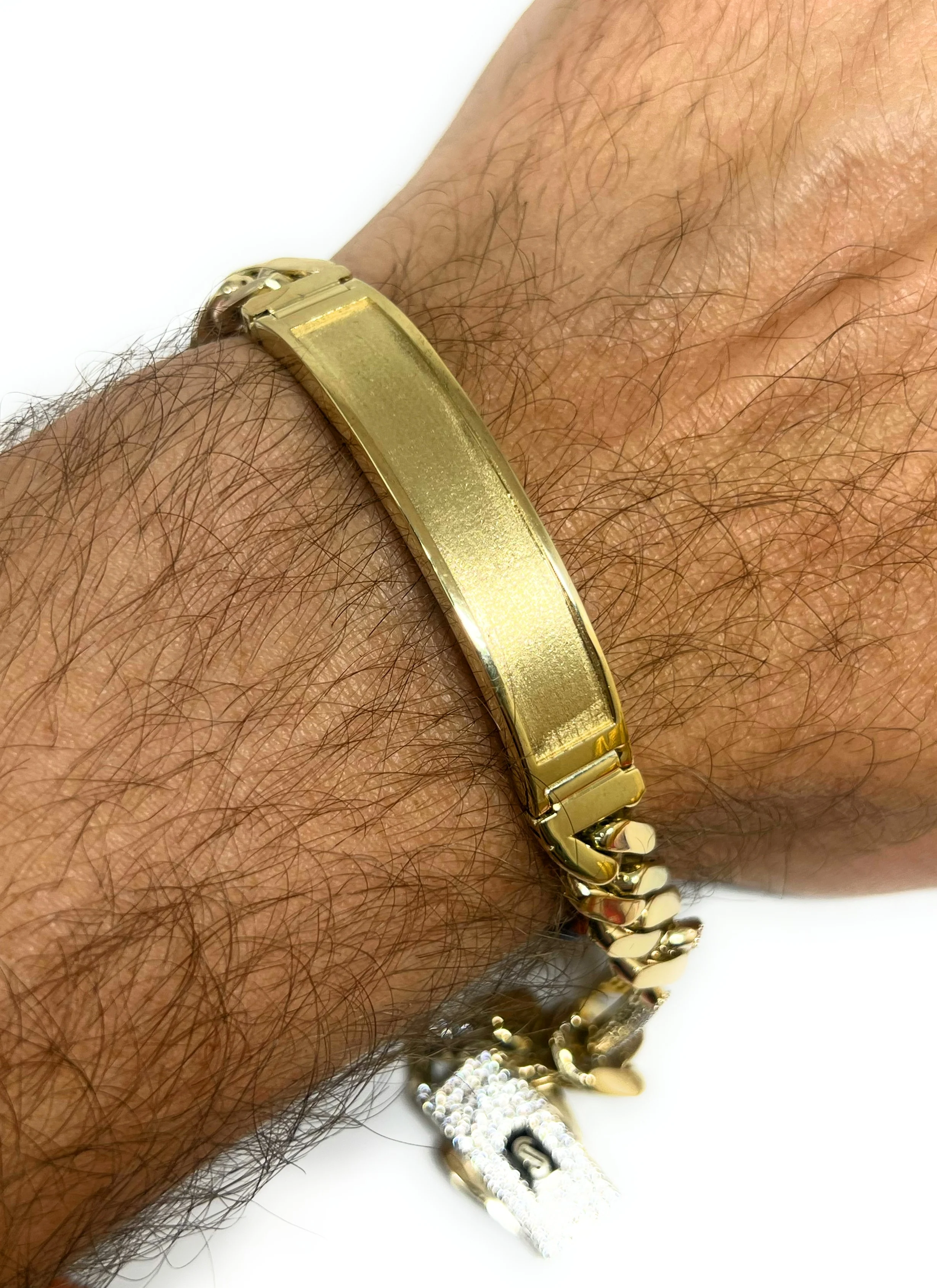 10k Solid Gold MONACO FIGARO LINK ID CZ BRRACELET 8-8.5 INCH 9.5MM WIDTH (16g) - Image 2