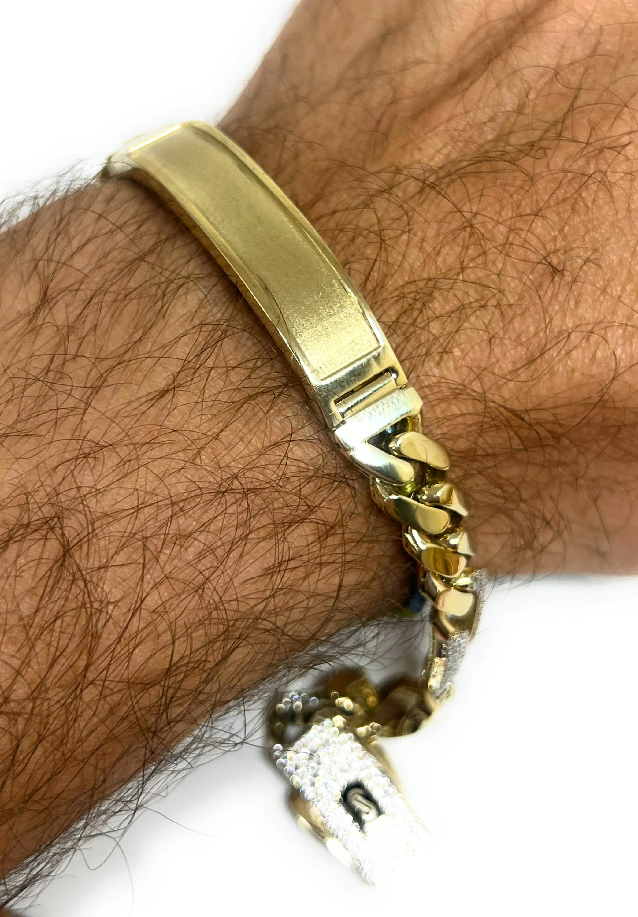 10k Solid Gold MONACO FIGARO LINK ID CZ BRRACELET 8-8.5 INCH 9.5MM WIDTH (16g) - Image 9