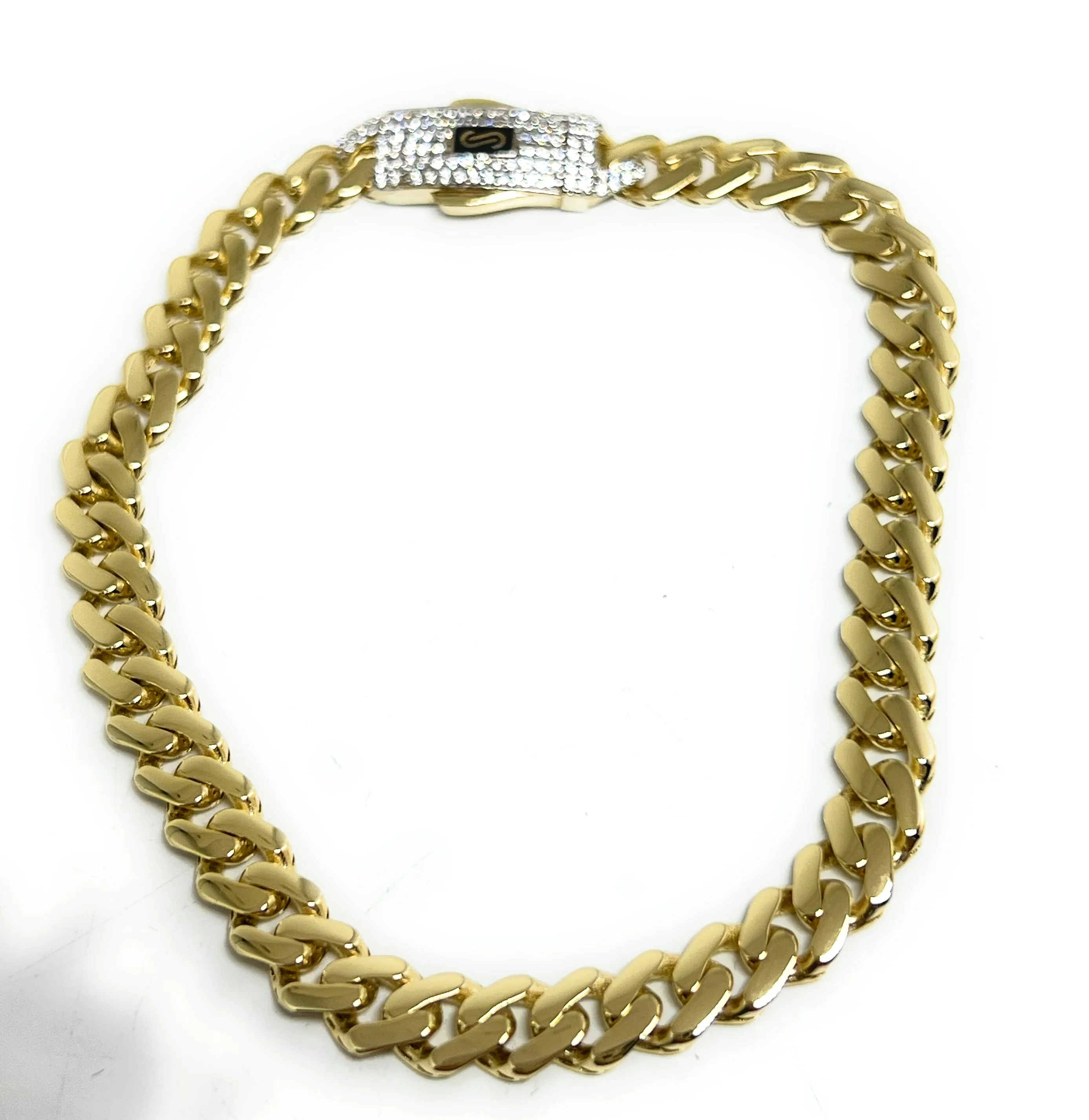 14k Solid Gold Monaco Miami Cuban Link Brracelet 7-8 inch 6.5mm CZ Lock (Semi-Hollow) - Image 6