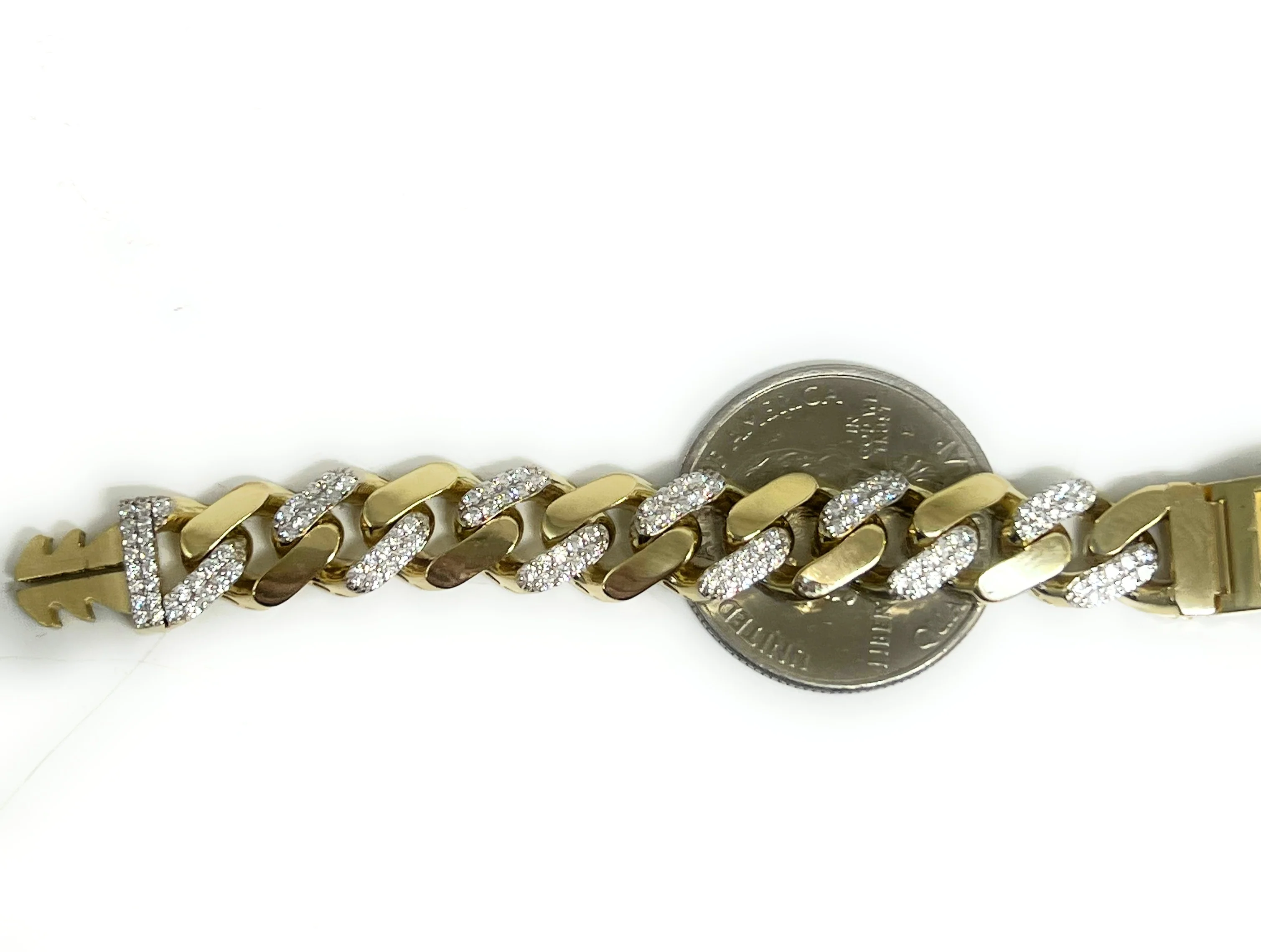 10k Solid Gold MONACO MIAMI CUBAN LINK ID CZ BRRACELET 8-8.5 INCH 9.5MM WIDTH (16g) - Image 3