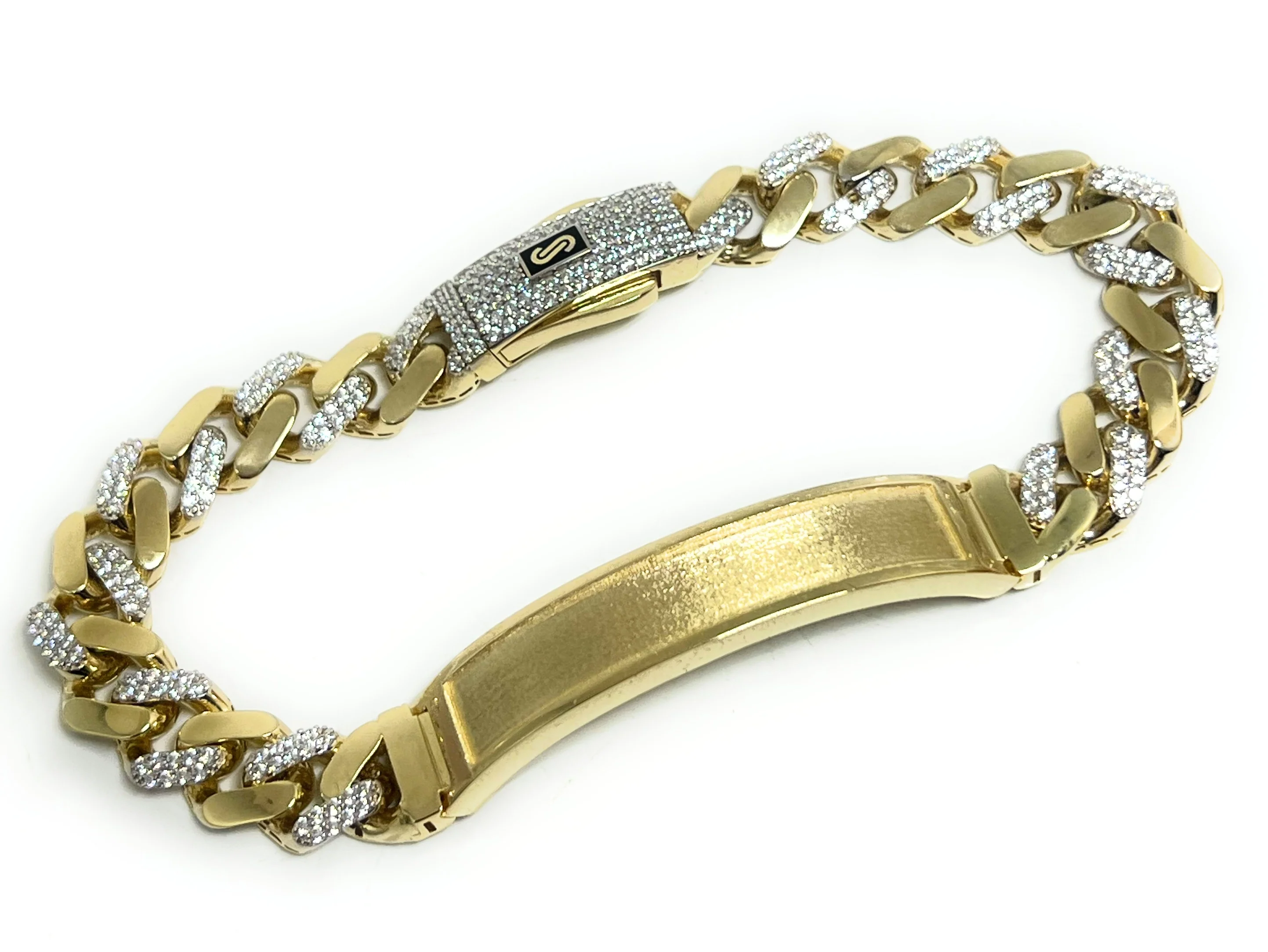 10k Solid Gold MONACO MIAMI CUBAN LINK ID CZ BRRACELET 8-8.5 INCH 9.5MM WIDTH (16g) - Image 5