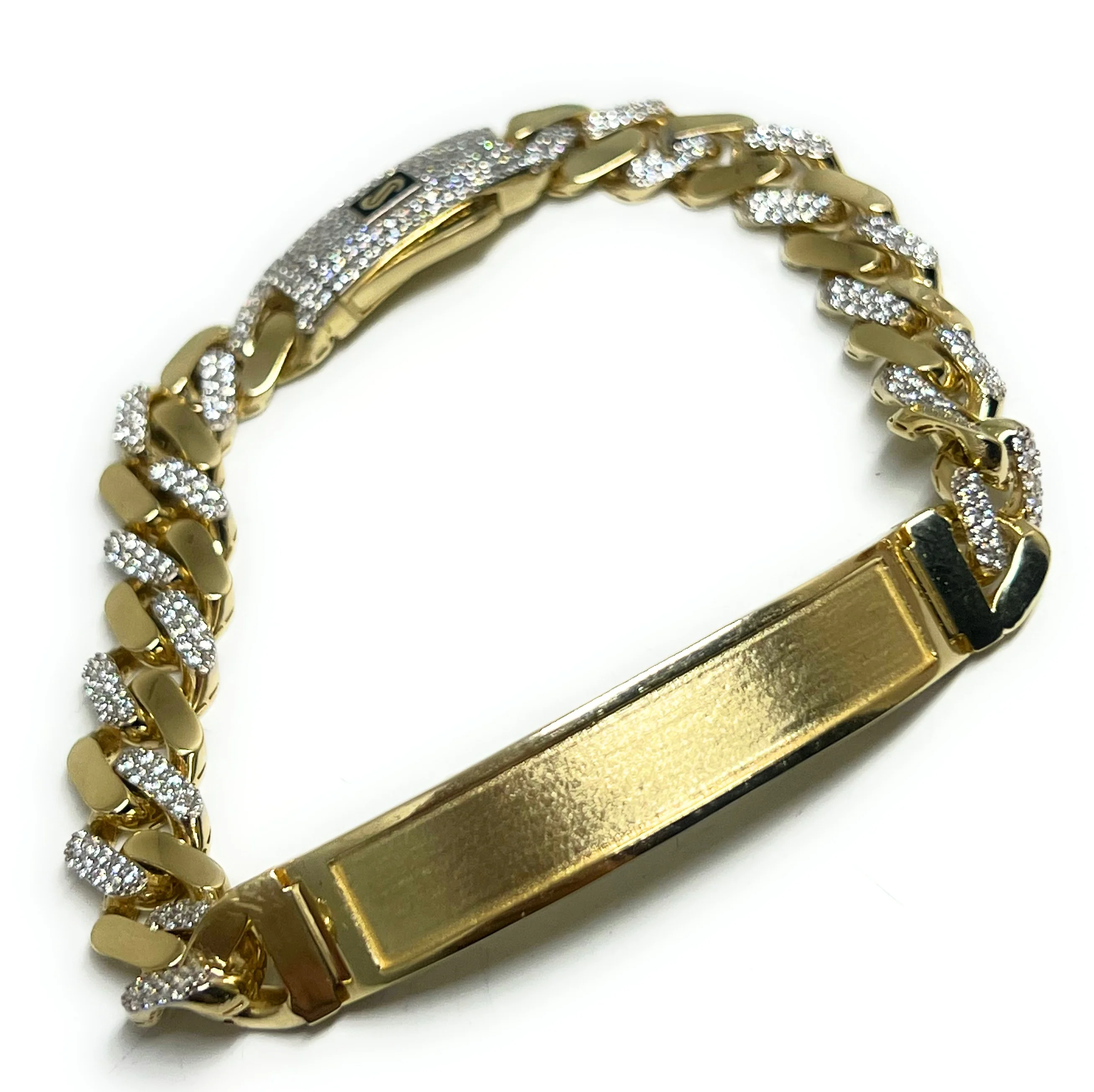 10k Solid Gold MONACO MIAMI CUBAN LINK ID CZ BRRACELET 8-8.5 INCH 9.5MM WIDTH (16g) - Image 6