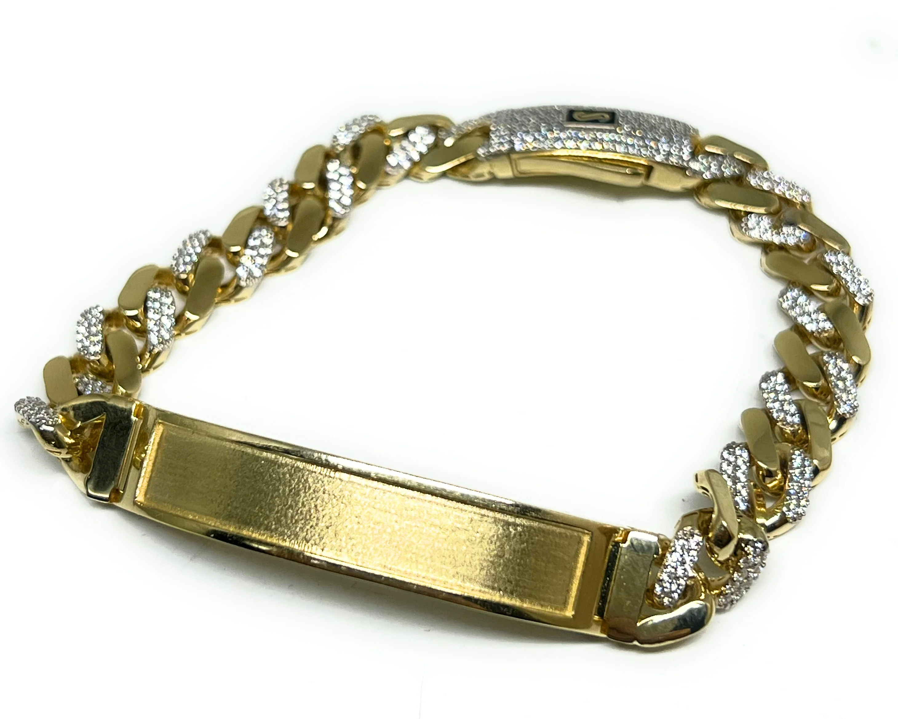 10k Solid Gold MONACO MIAMI CUBAN LINK ID CZ BRRACELET 8-8.5 INCH 9.5MM WIDTH (16g) - Image 7