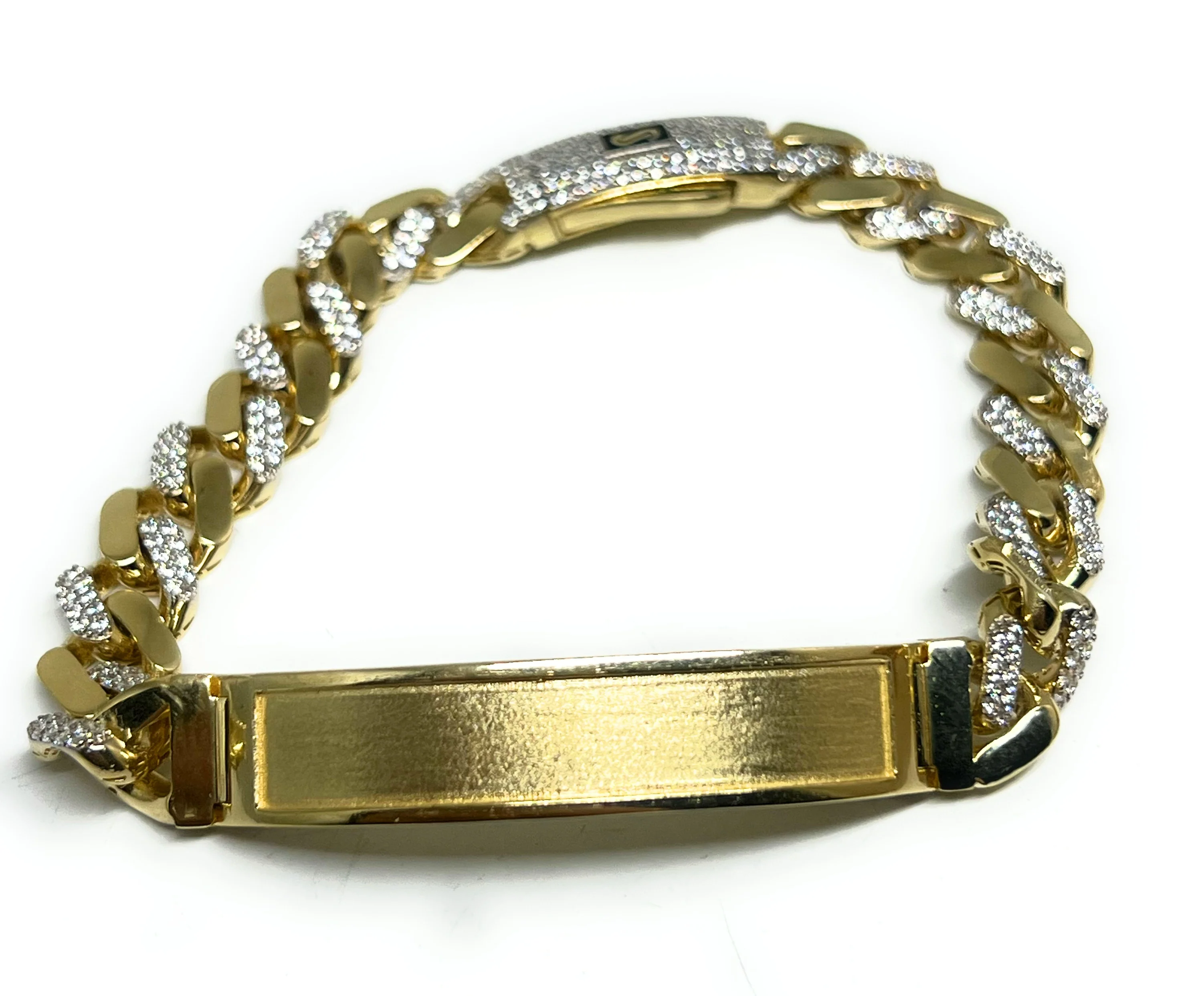 10k Solid Gold MONACO MIAMI CUBAN LINK ID CZ BRRACELET 8-8.5 INCH 9.5MM WIDTH (16g) - Image 8