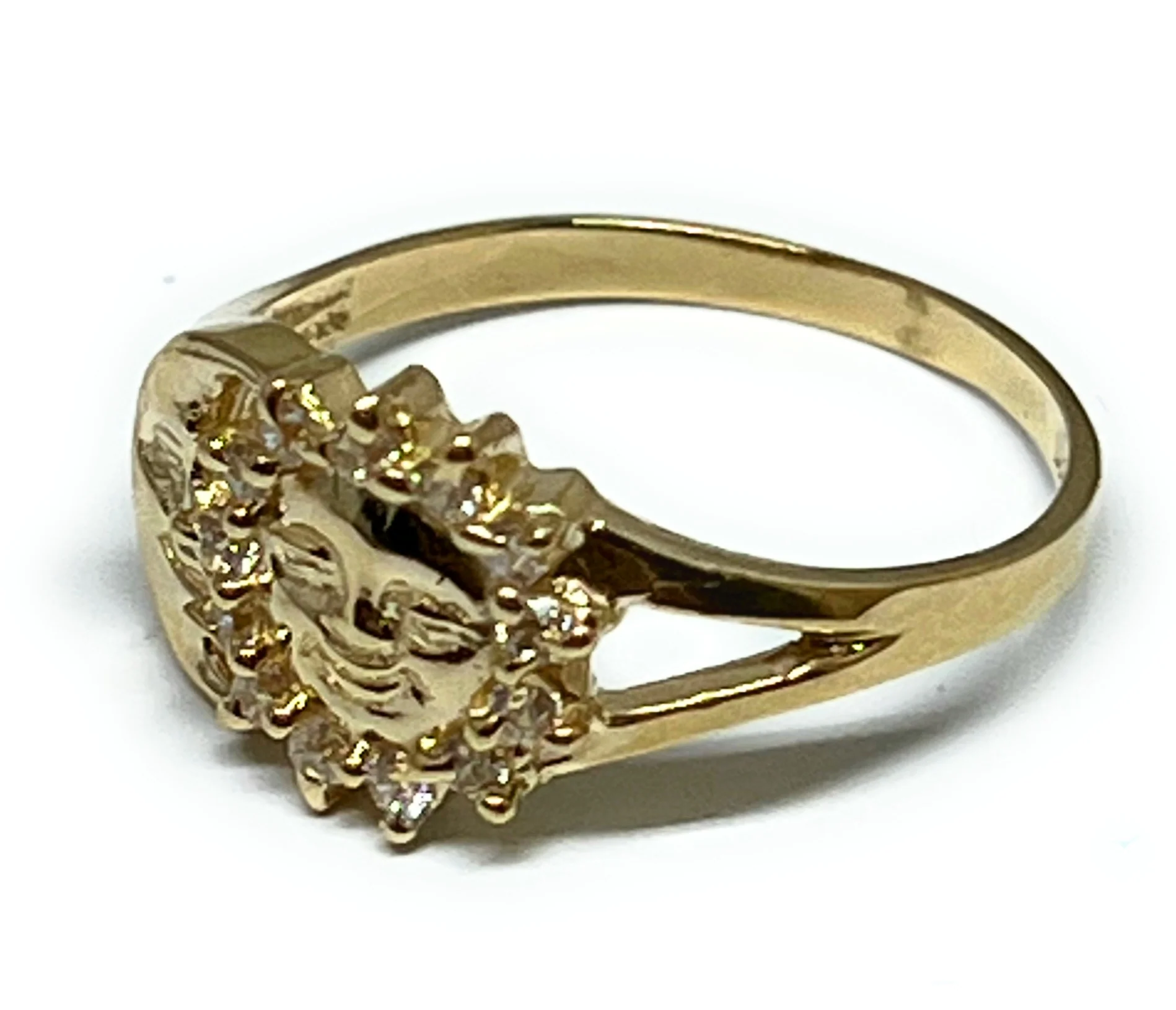 14k Solid Gold MOON & SUN CZ Ring - Image 3