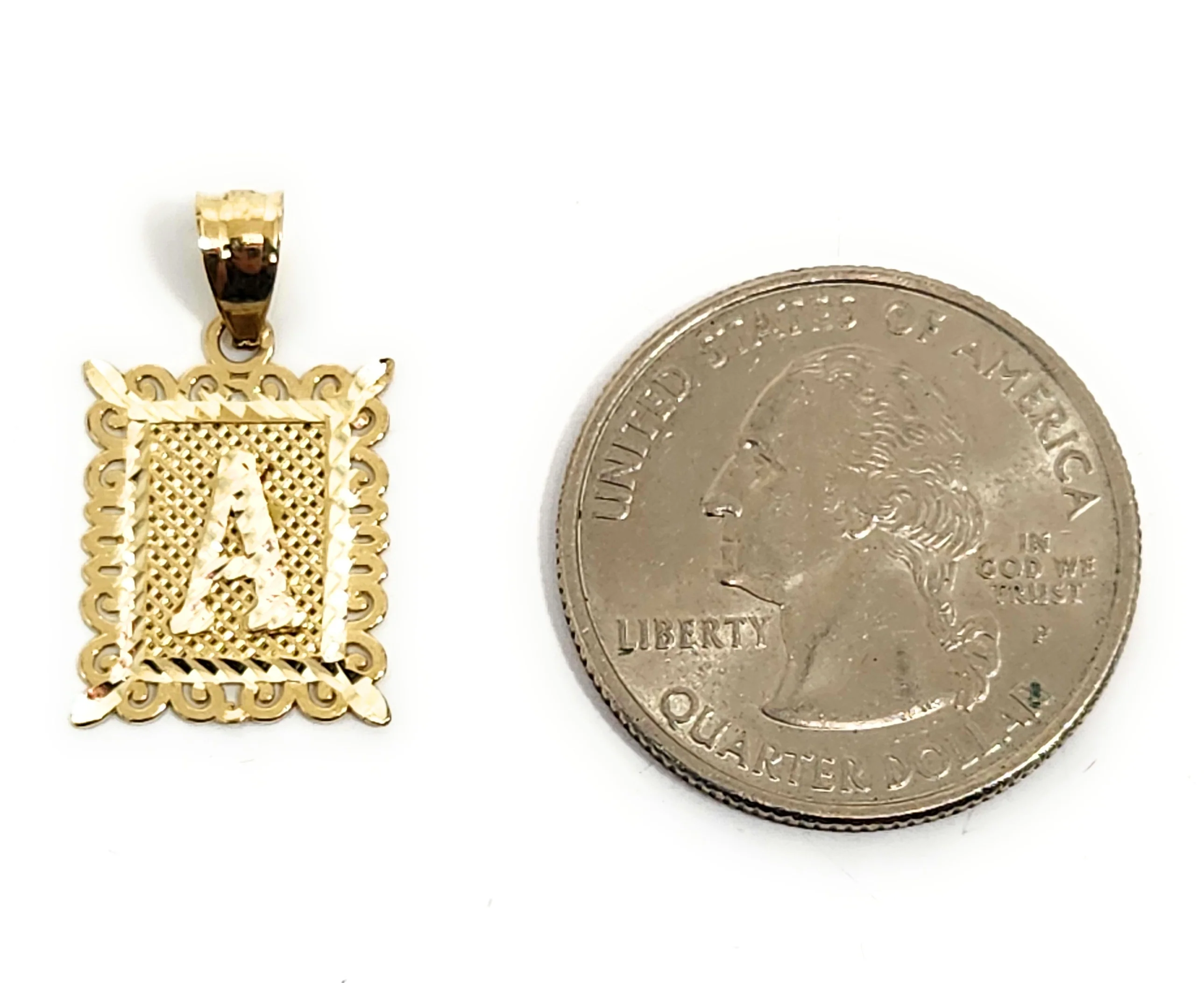 10k Solid Gold PORTRAIT SQUARE BLOCK CUSTOMIZED Initial Letter Pendant - Image 2