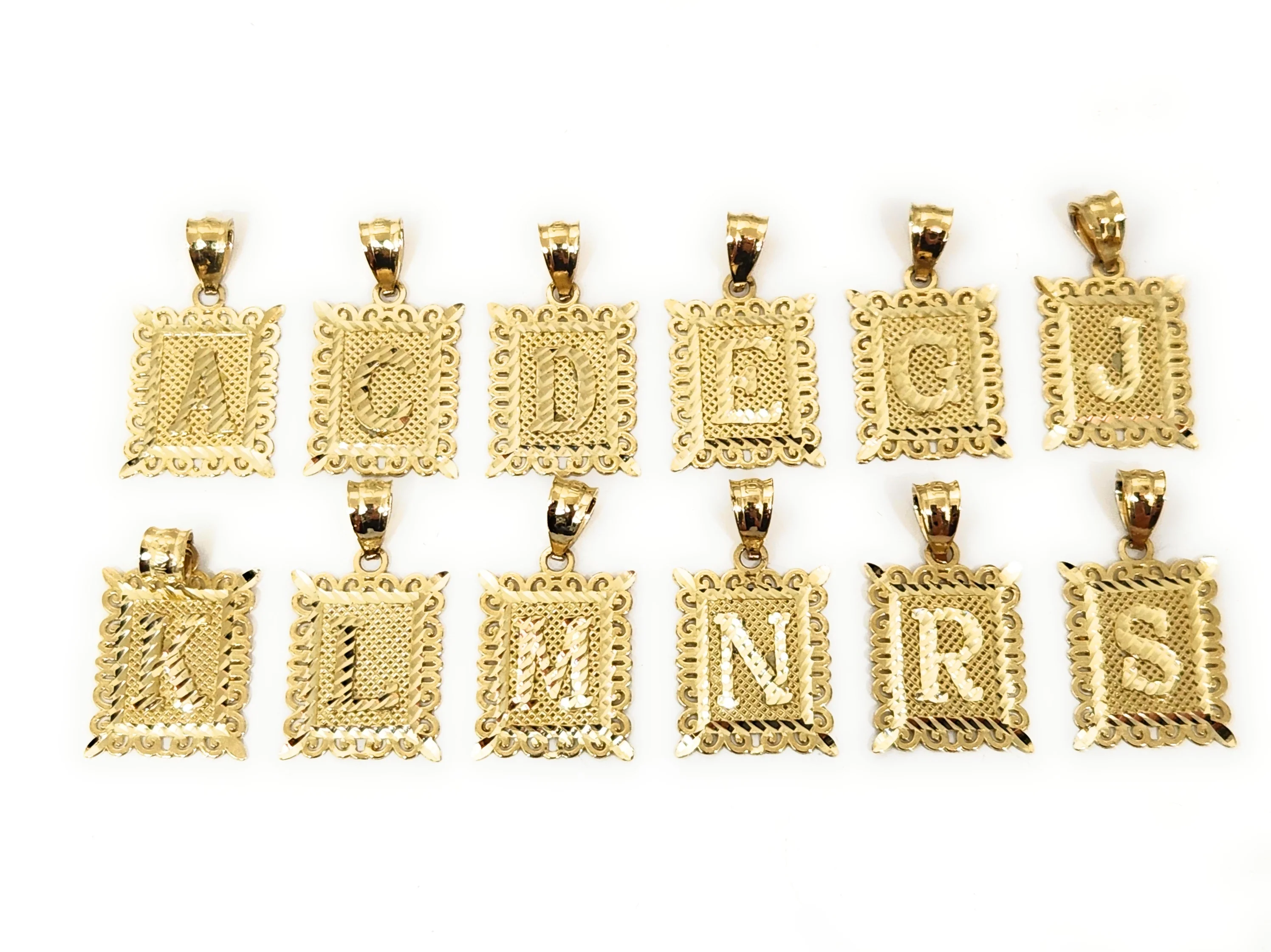 10k Solid Gold PORTRAIT SQUARE BLOCK CUSTOMIZED Initial Letter Pendant - Image 3