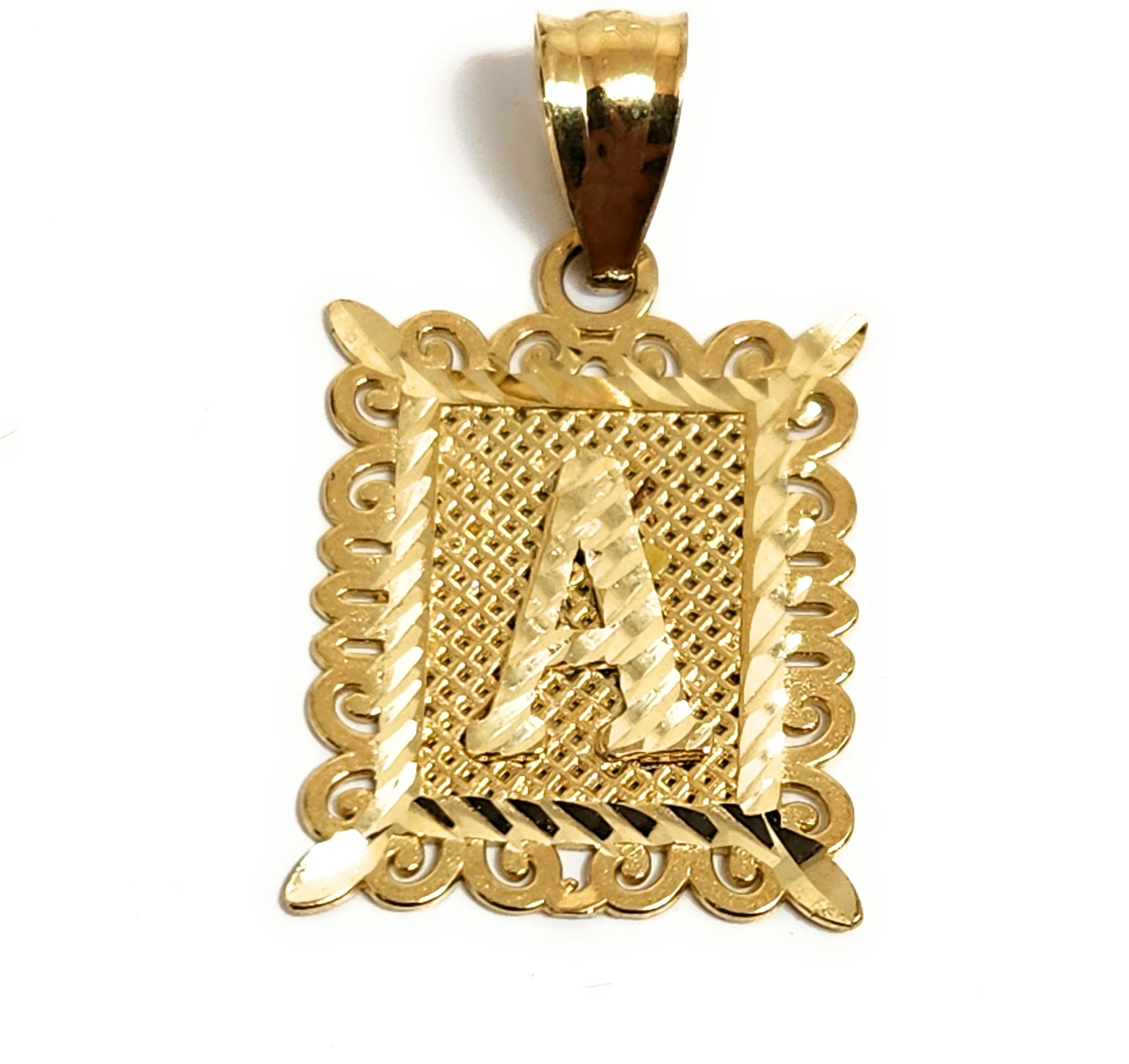 10k Solid Gold PORTRAIT SQUARE BLOCK CUSTOMIZED Initial Letter Pendant - Image 4