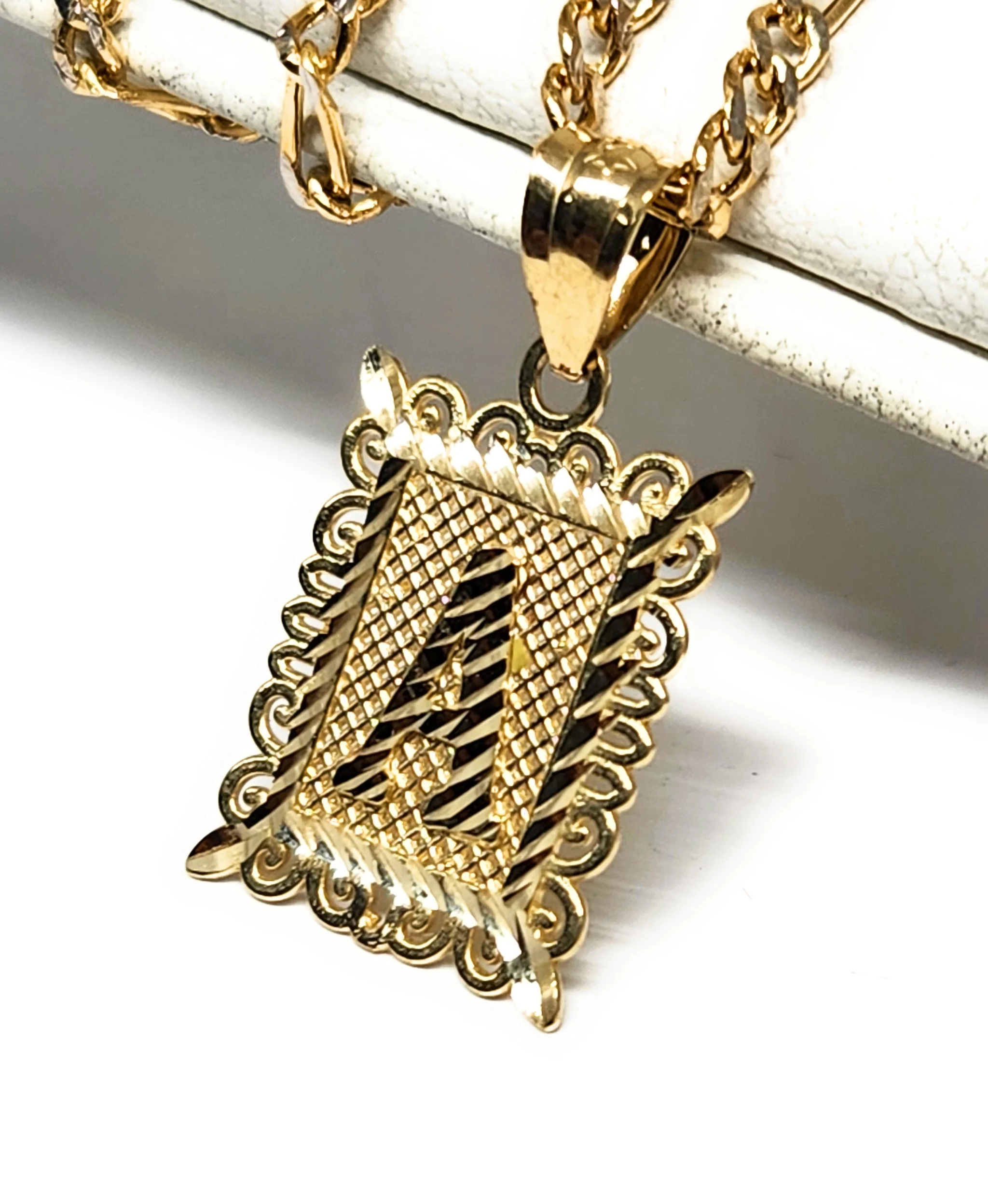 10k Solid Gold PORTRAIT SQUARE BLOCK CUSTOMIZED Initial Letter Pendant - Image 5