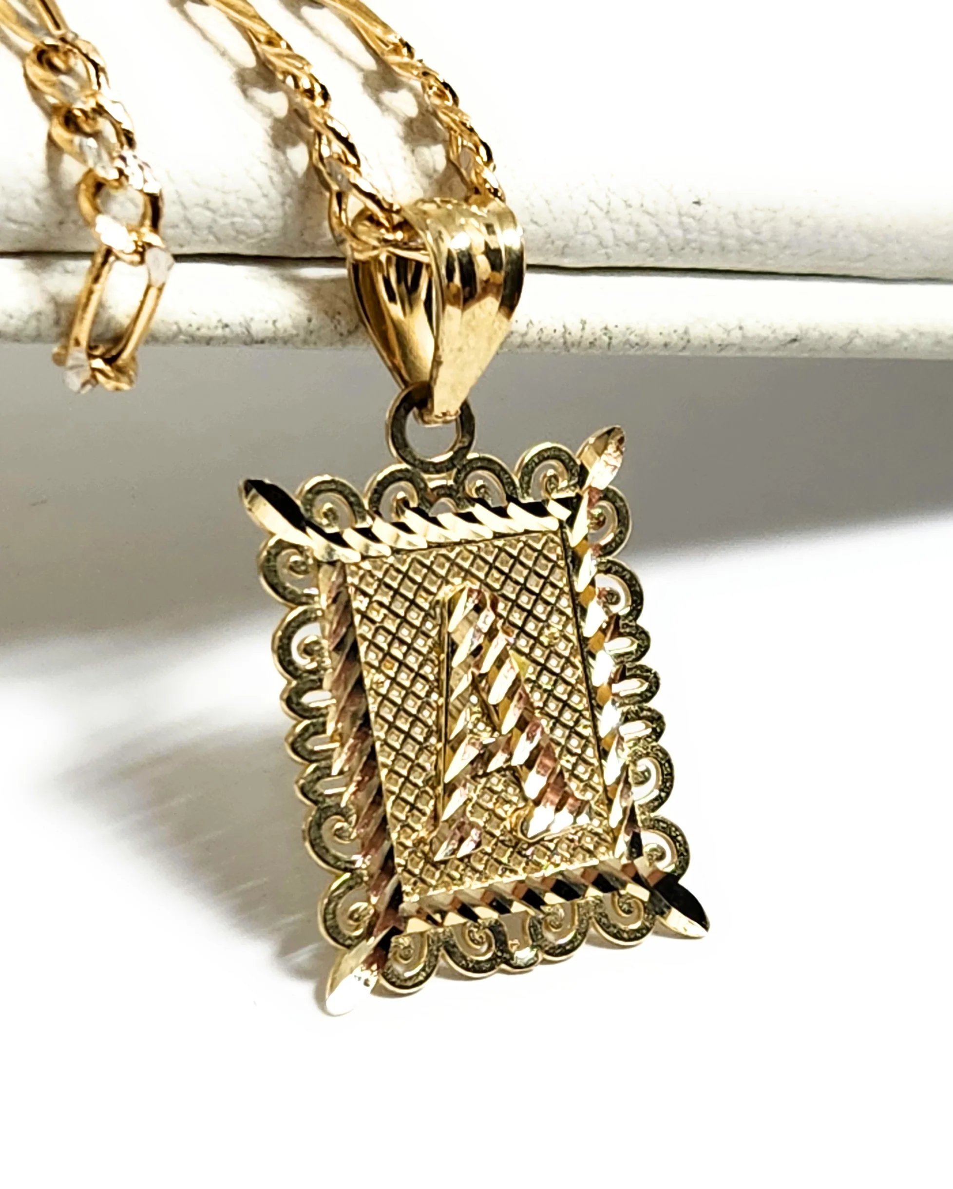 10k Solid Gold PORTRAIT SQUARE BLOCK CUSTOMIZED Initial Letter Pendant - Image 6