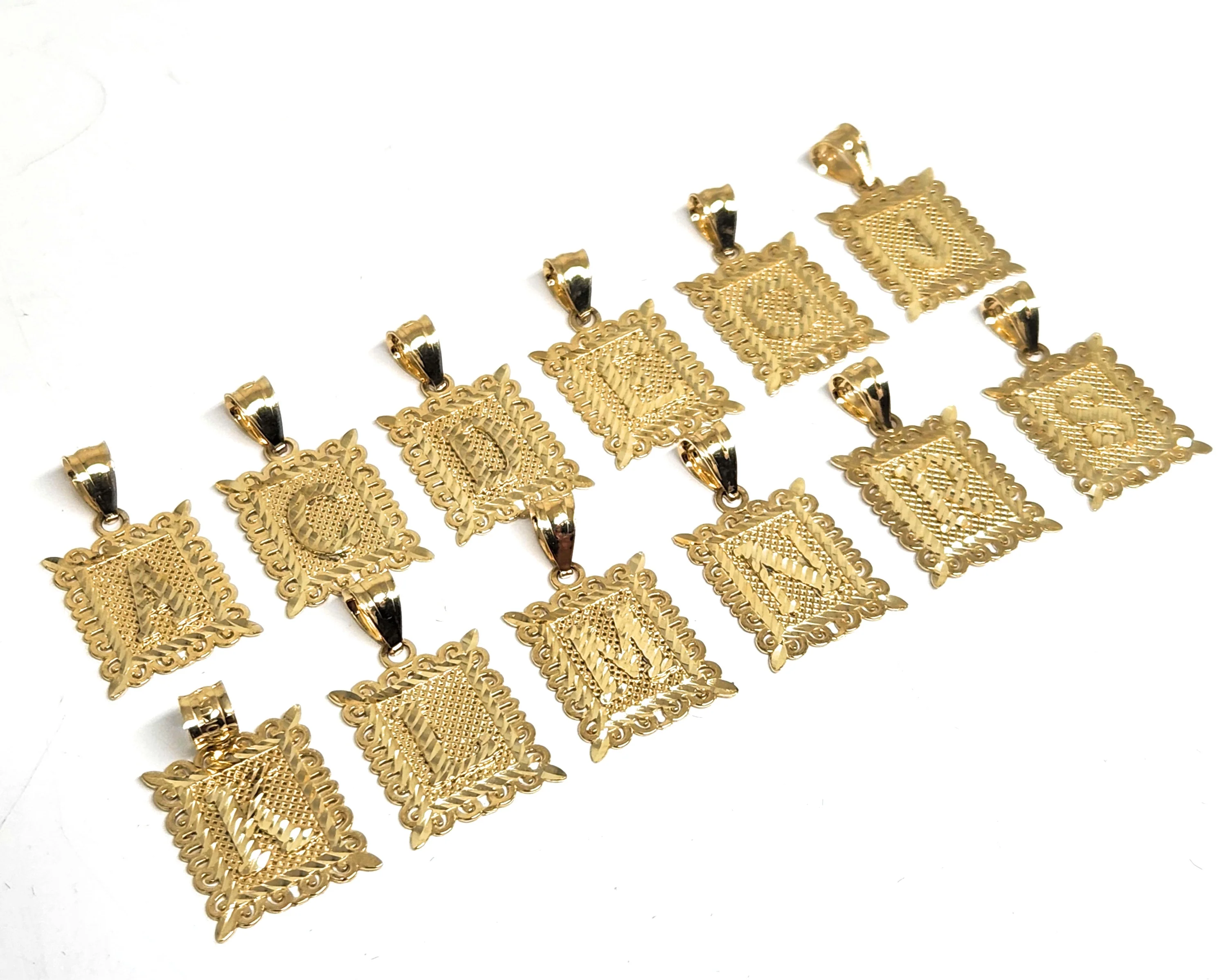 10k Solid Gold PORTRAIT SQUARE BLOCK CUSTOMIZED Initial Letter Pendant - Image 8