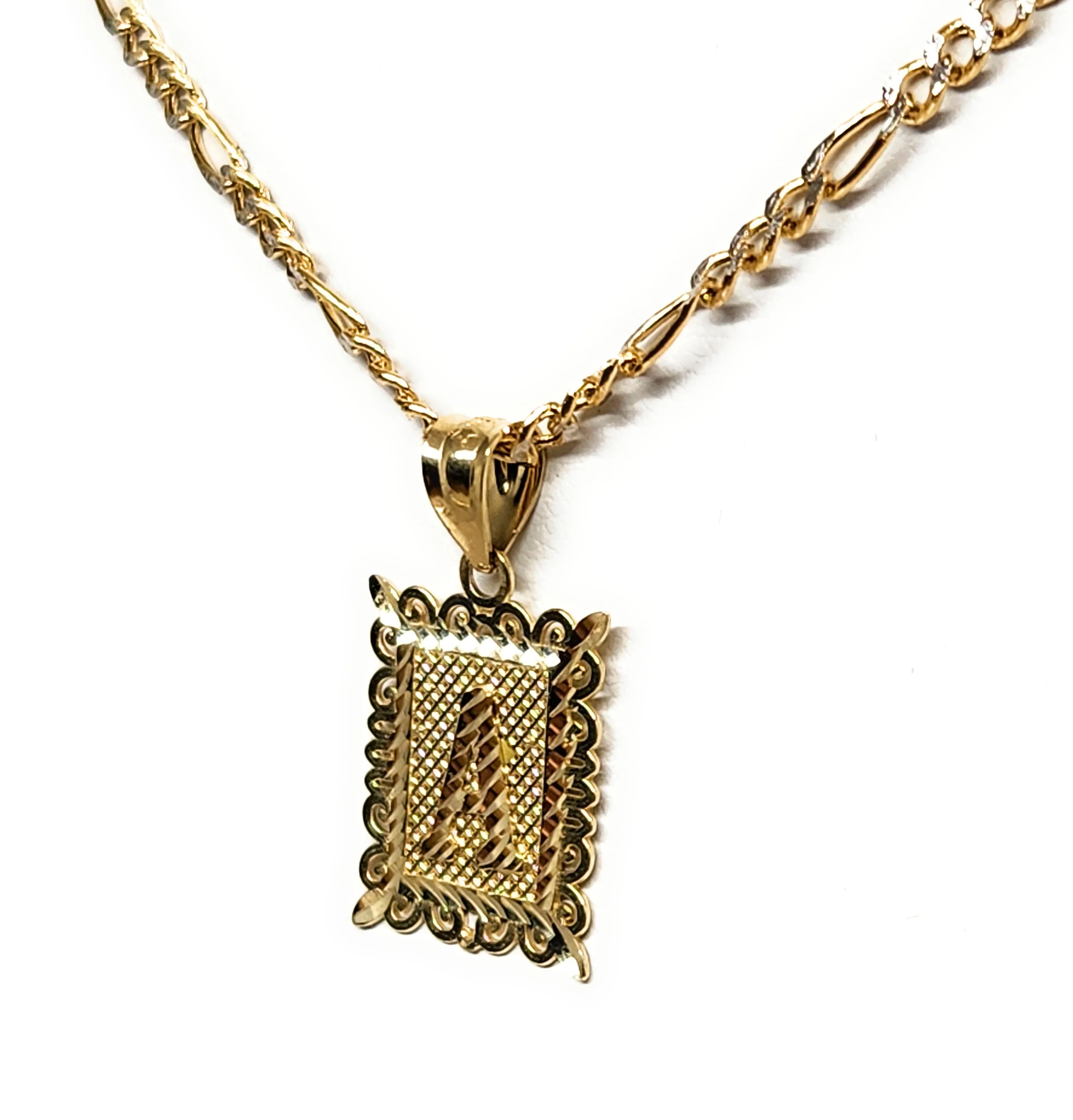 10k Solid Gold PORTRAIT SQUARE BLOCK CUSTOMIZED Initial Letter Pendant - Image 9